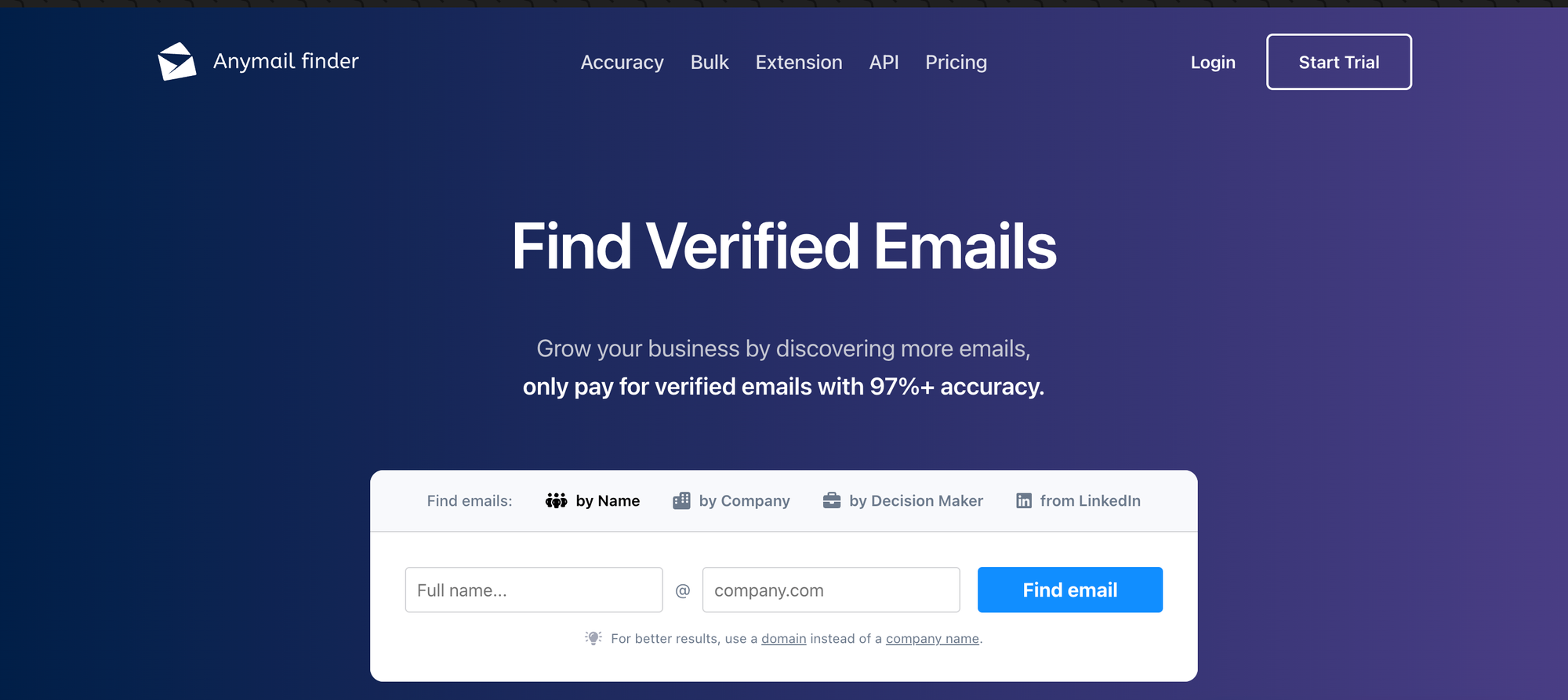 AnyMail Finder - email lookup tool