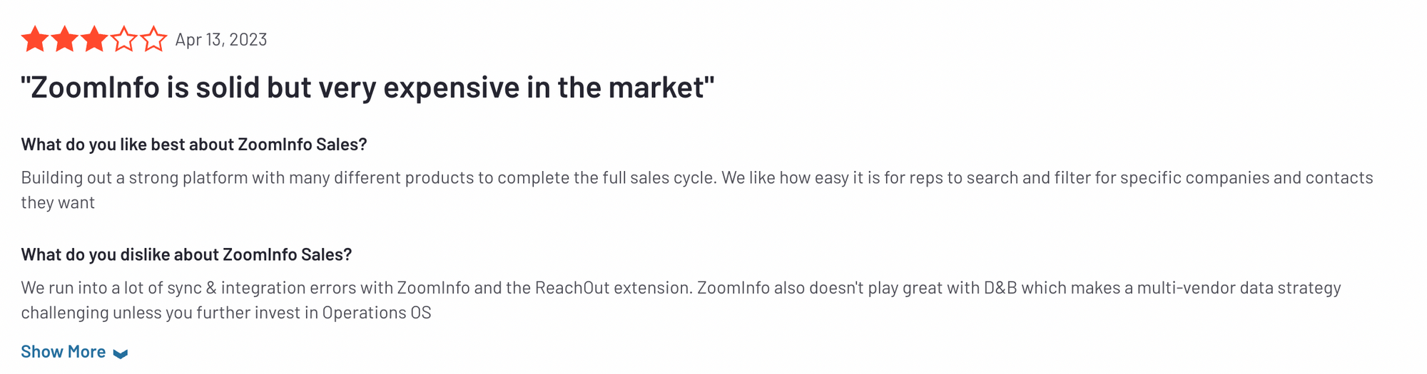 zoominfo pricing real user review from G2