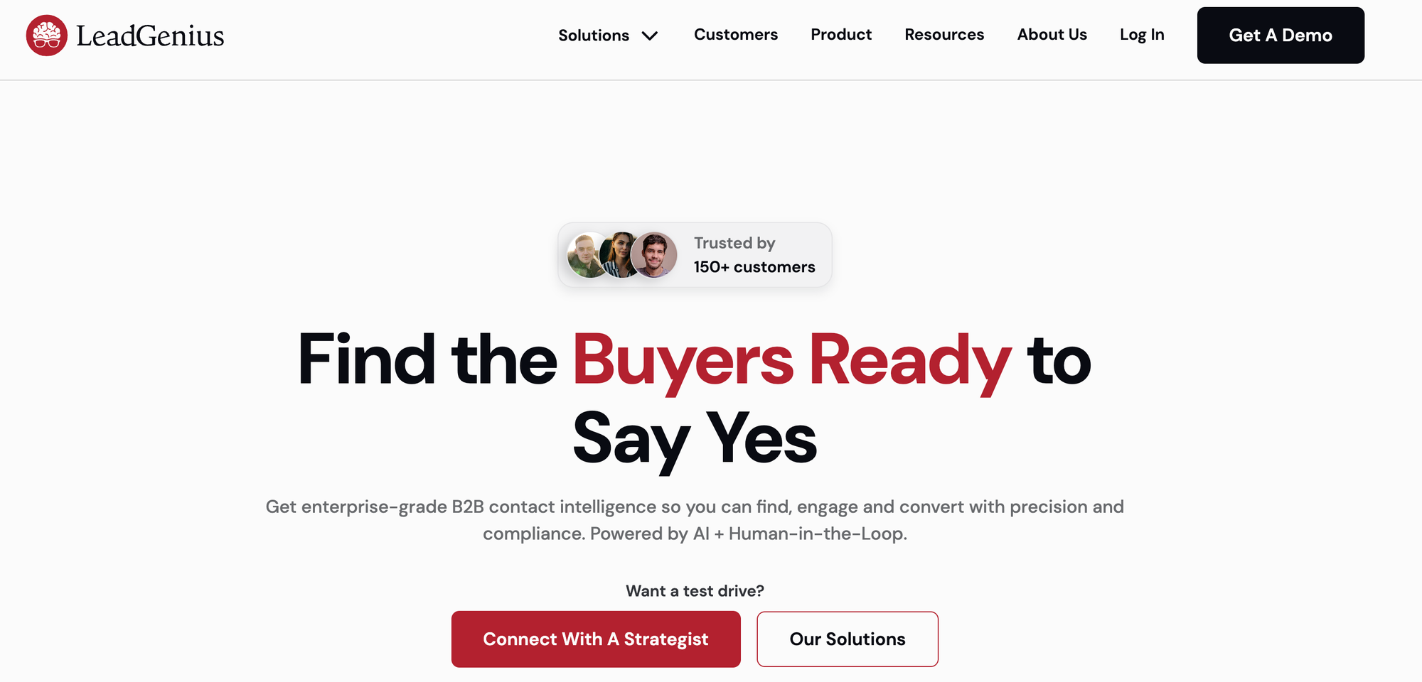 data enrichment tools leadgenius landing page screenshot