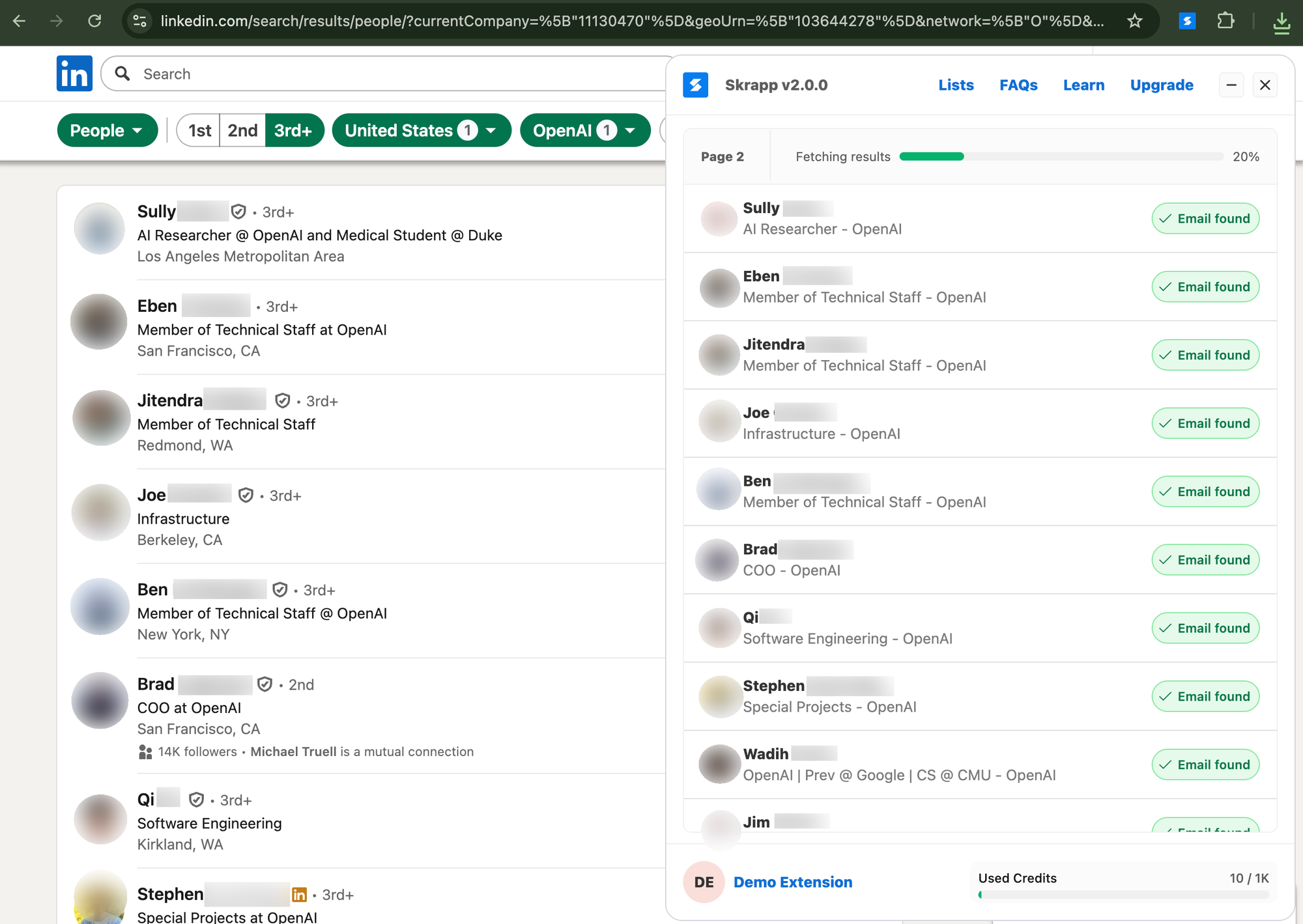 Skrapp.io Chrome Extension LinkedIn Profiles Enrichment