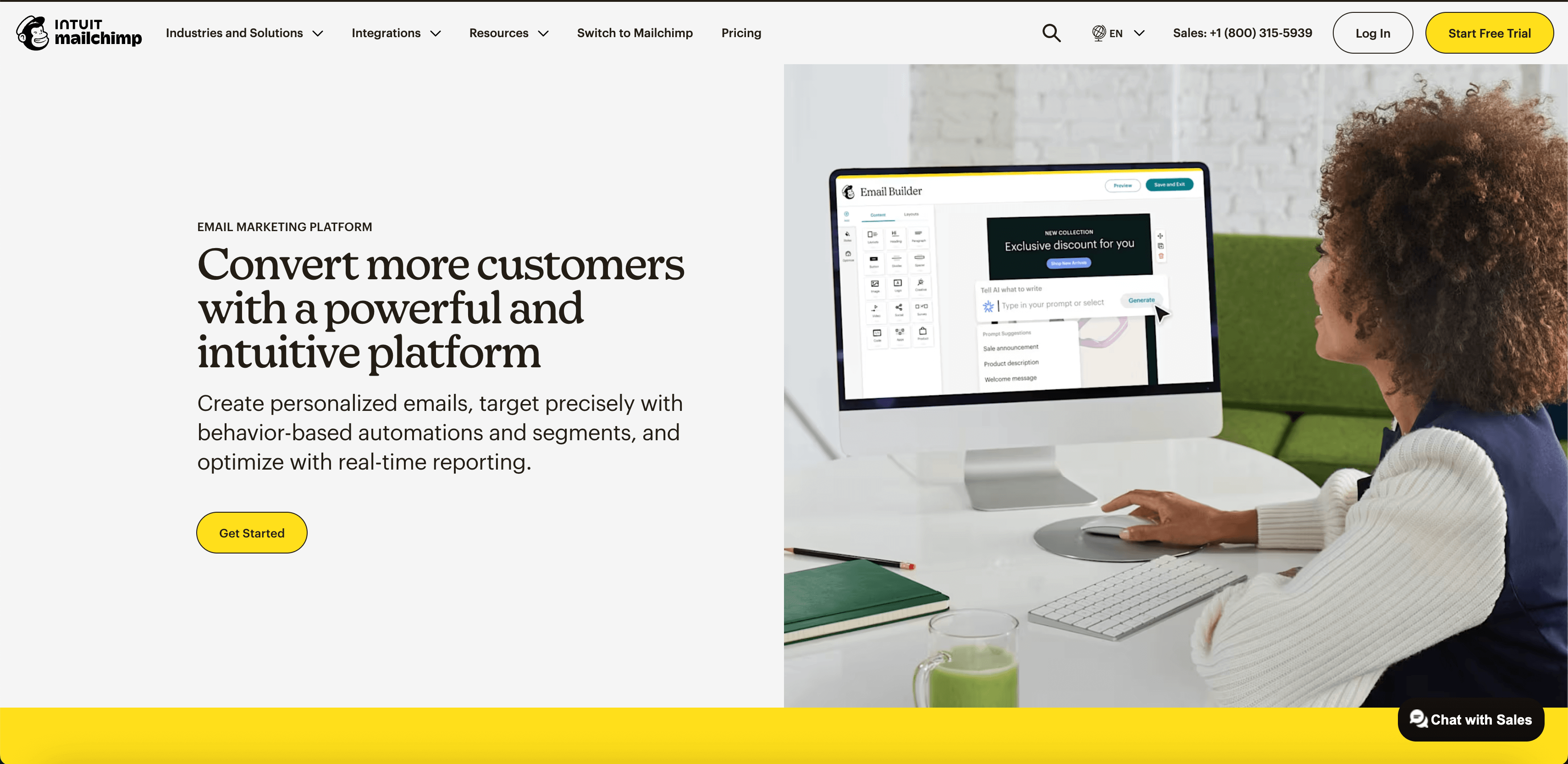Mailchimp website interface screenshot