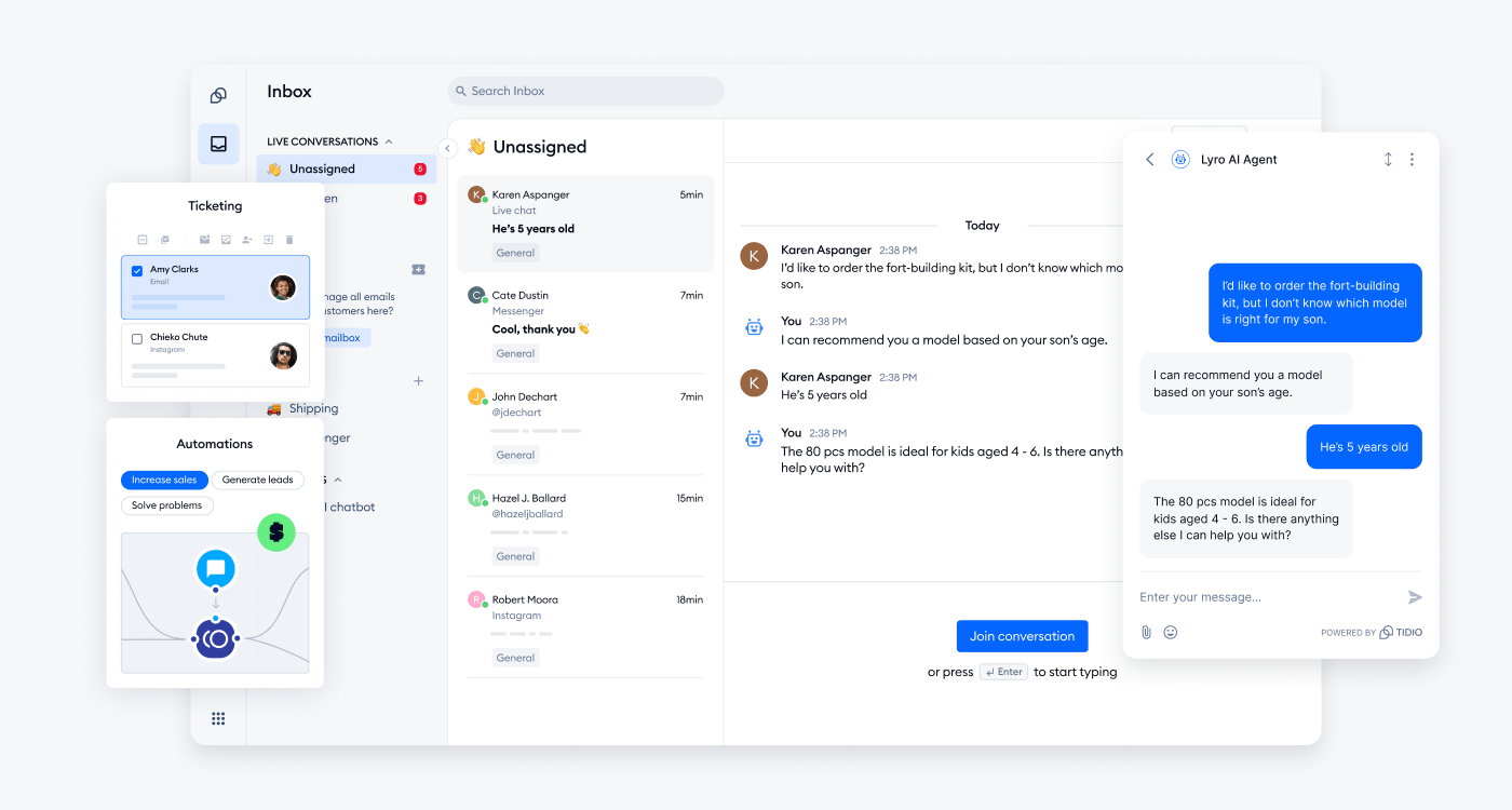 Tidio interface screenshot