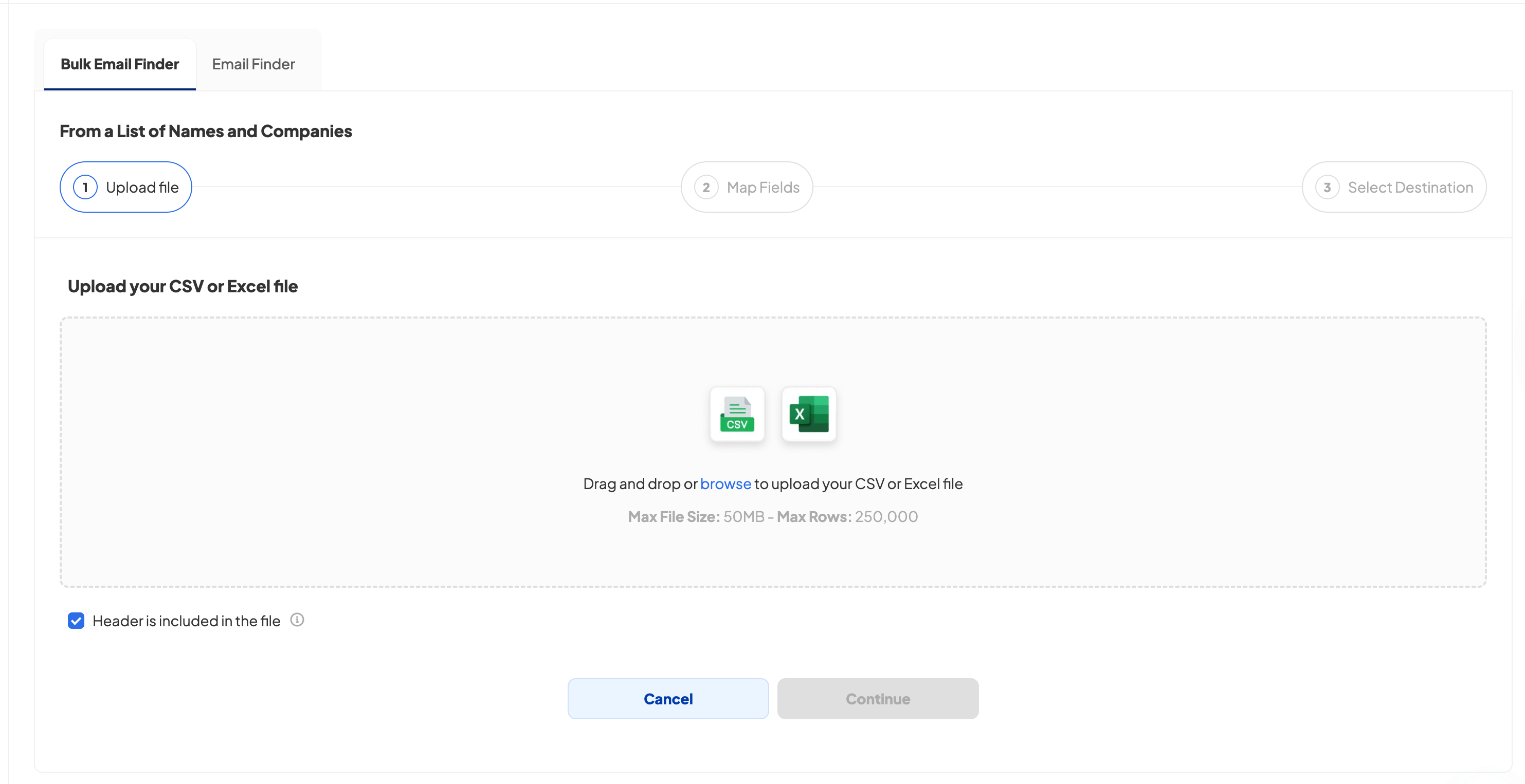 Skrapp bulk email search interface for finding multiple contacts at once