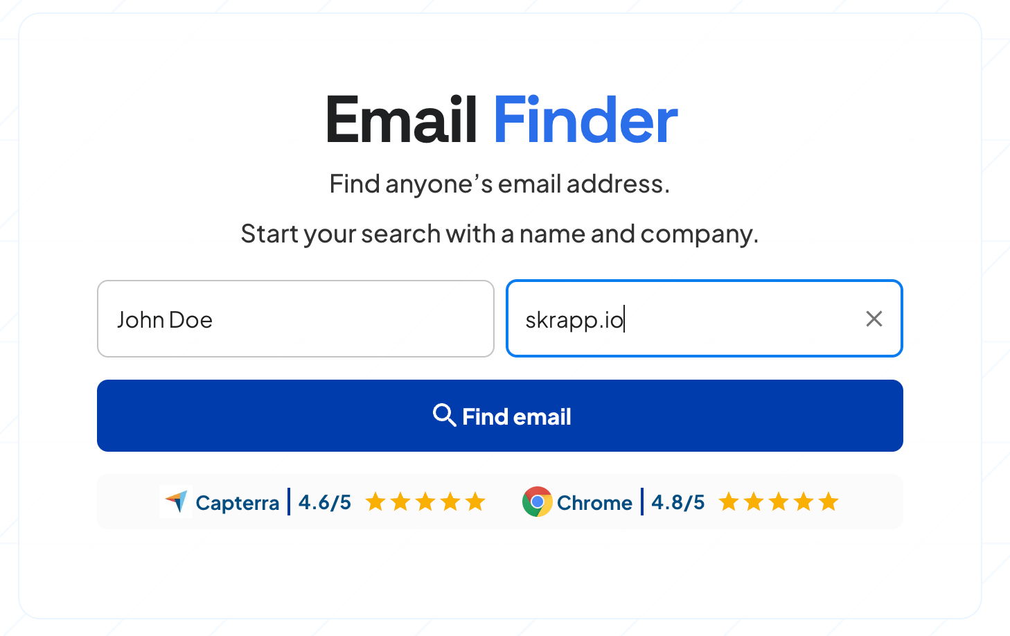 Skrapp email finder tool for individual searches