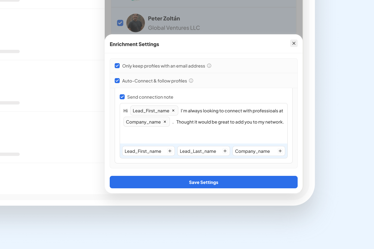 Skrapp LinkedIn email finder with the Auto Connect feature in use