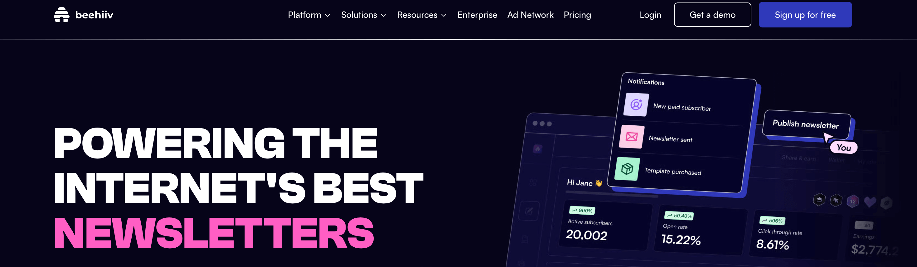 Best Newsletter Platform - beehiiv