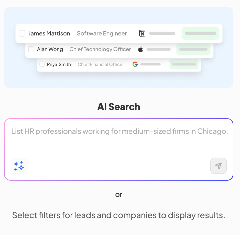 Skrap B2B lead finder tool, interface screenshot