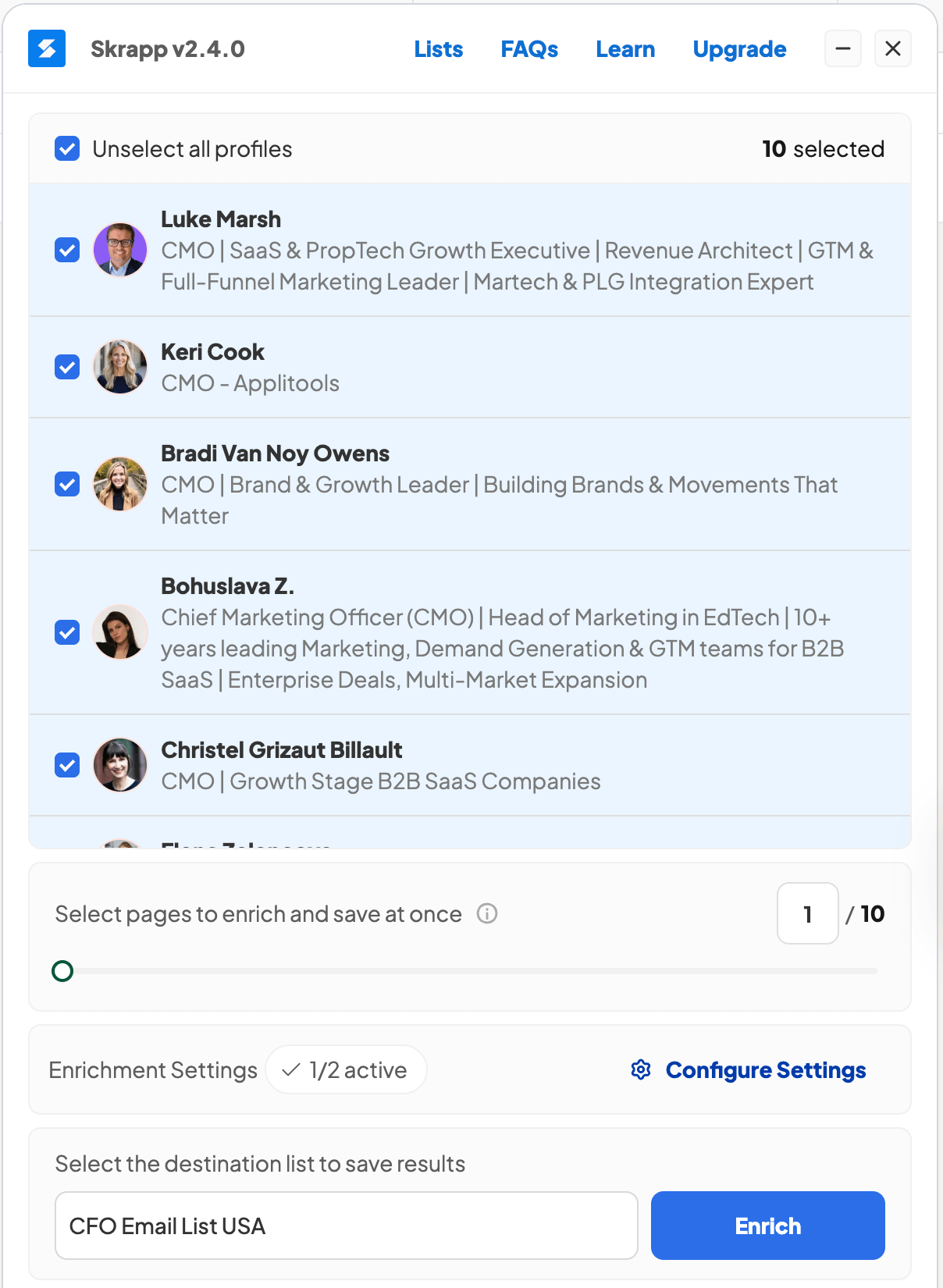 Skrapp email finder tool for LinkedIn and Sales Navigator