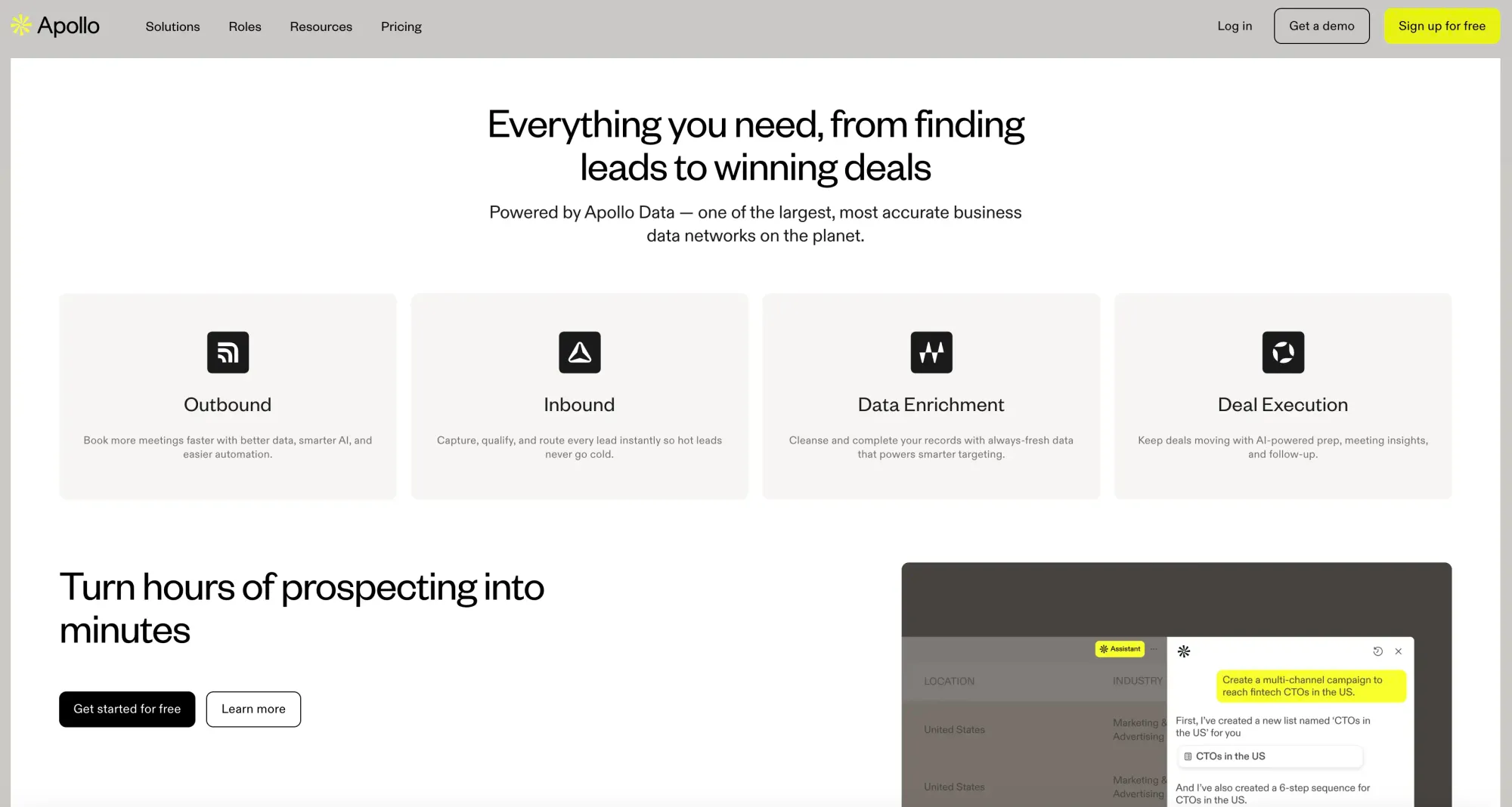 Apollo.io B2B contact database (website screenshot)