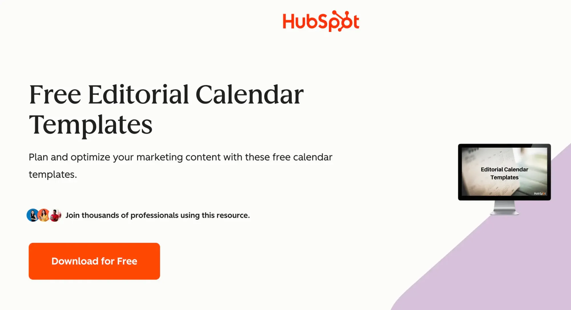 Example of a CTA on a HubSpot's landing page
