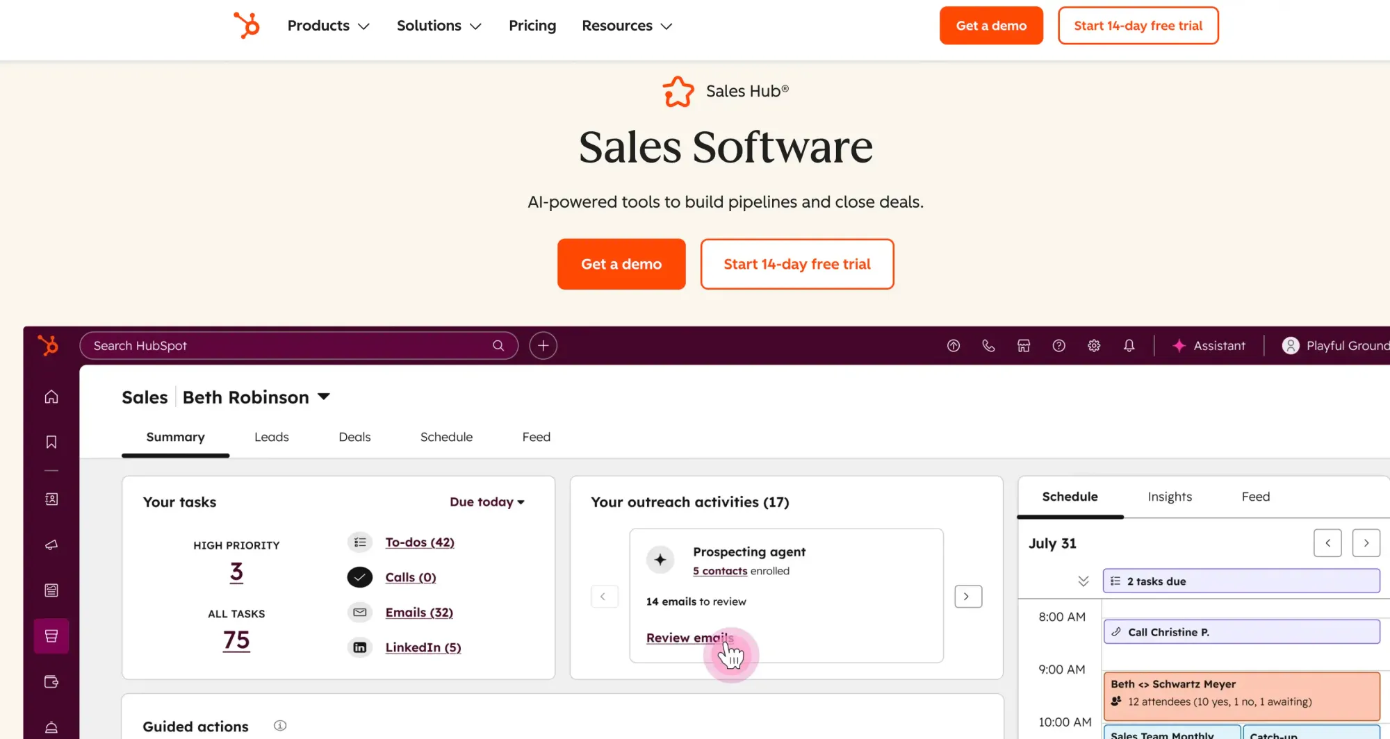 HubSpot Sales Hub best prospecting tool website screenshot