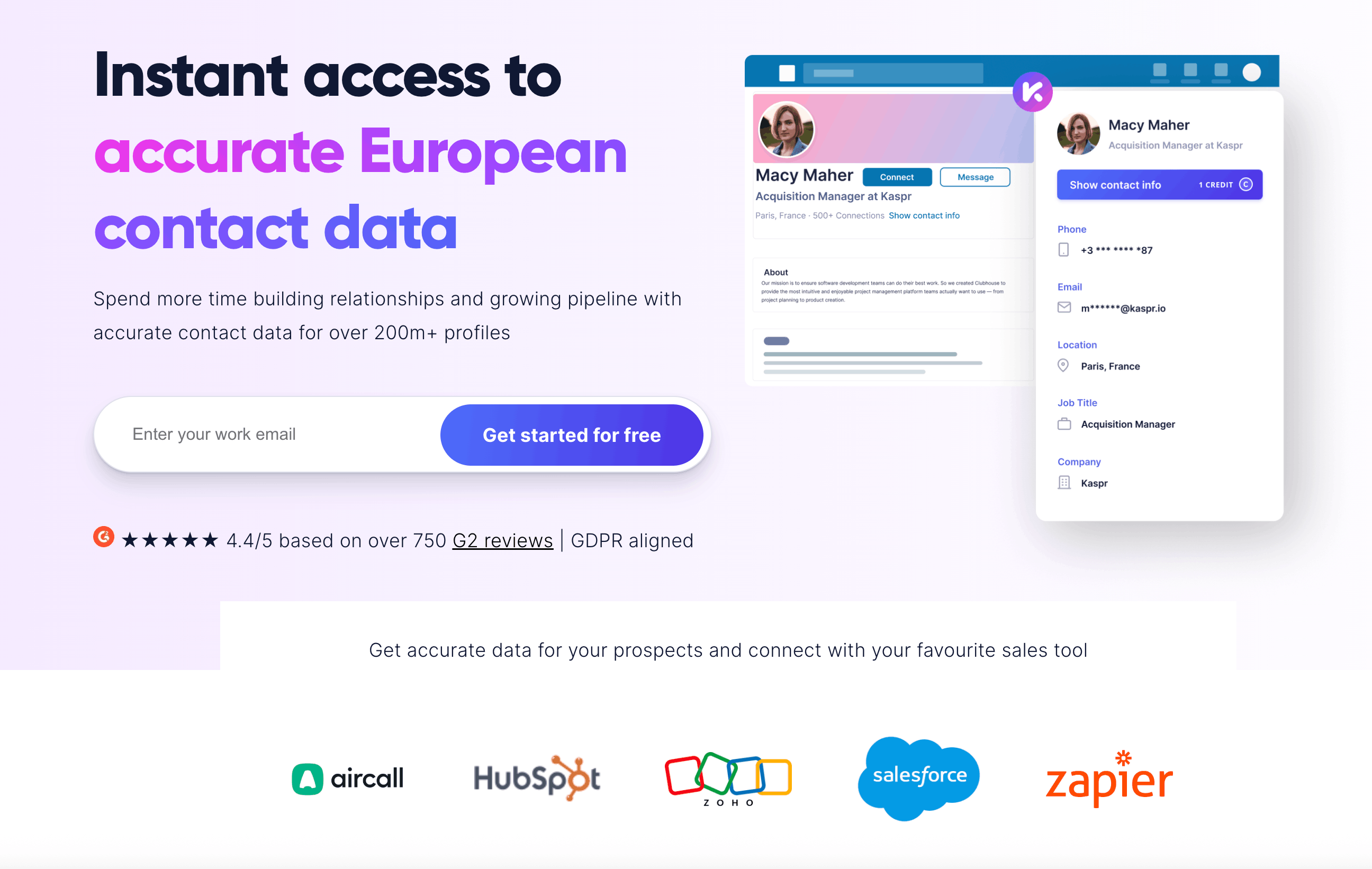 Kaspr - Apollo.io alternative - website screenshot