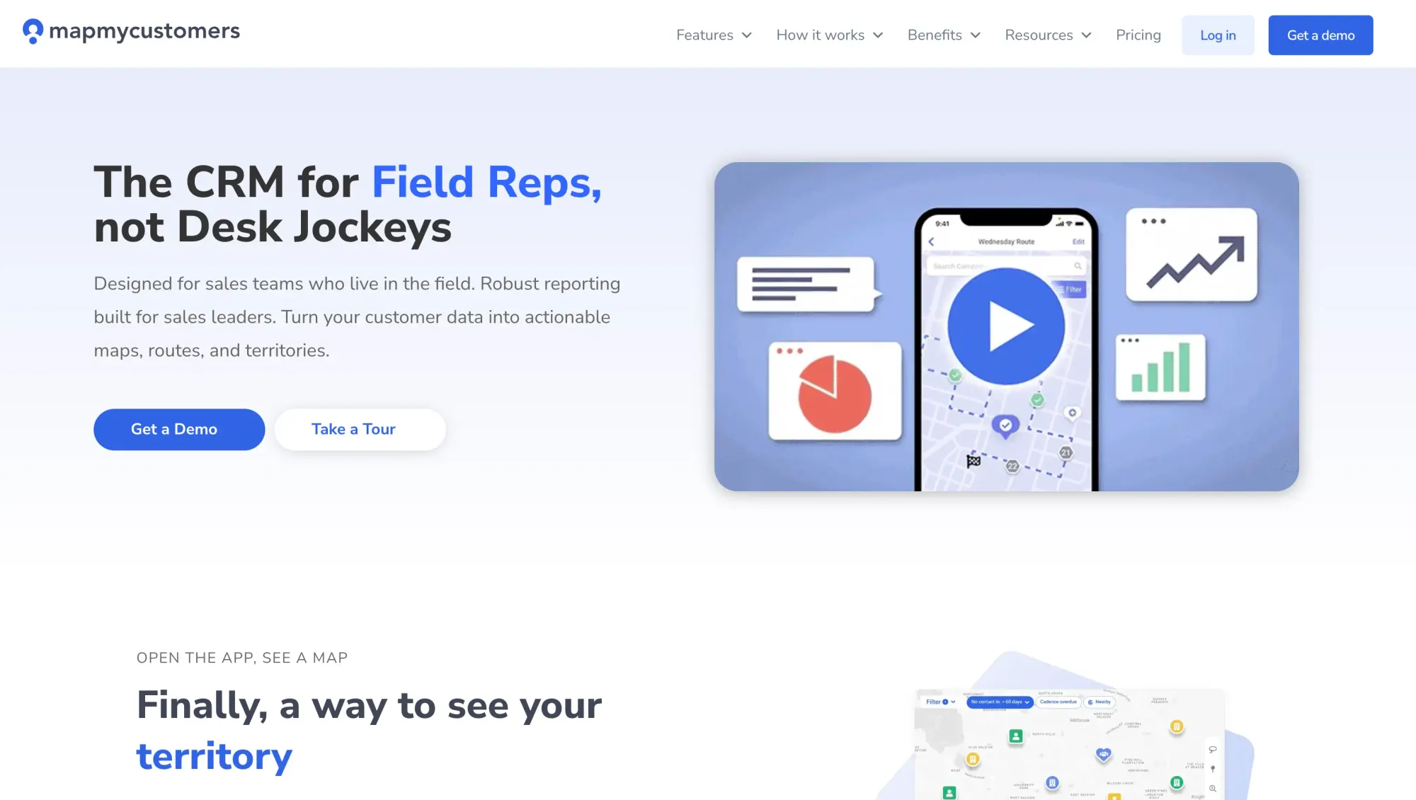 Map My Customers customer data tool main page (best sales productivity tools)