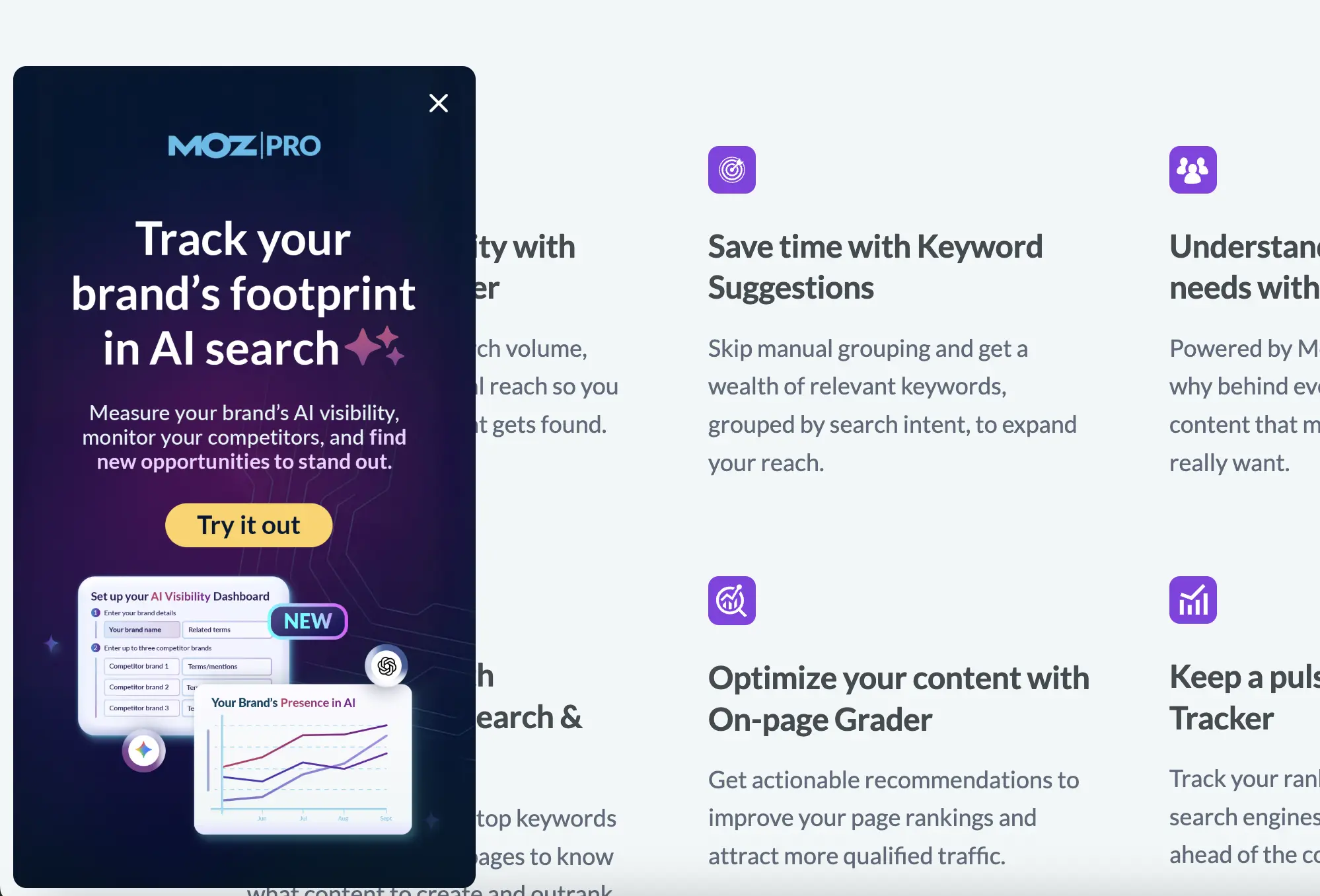 Example of a popup form on a MOZ website