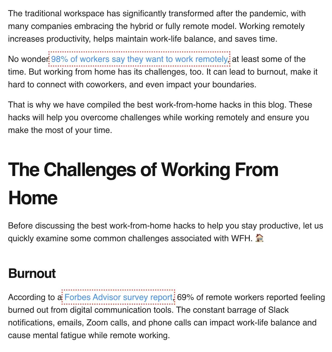 NoFollow extension in Chrome marking nofollow links with red outlines on a blog page