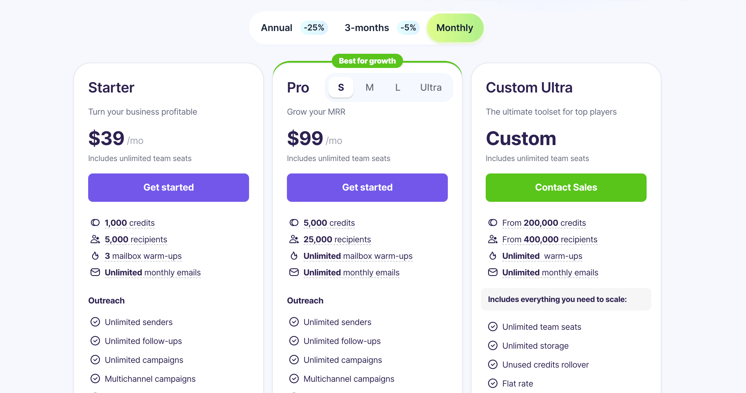Snov.io - Apollo.io alternative- pricing page