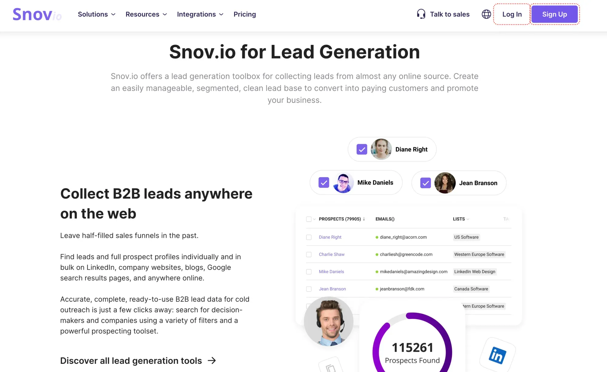 Snov.io best sales prospecting tool website screnshot