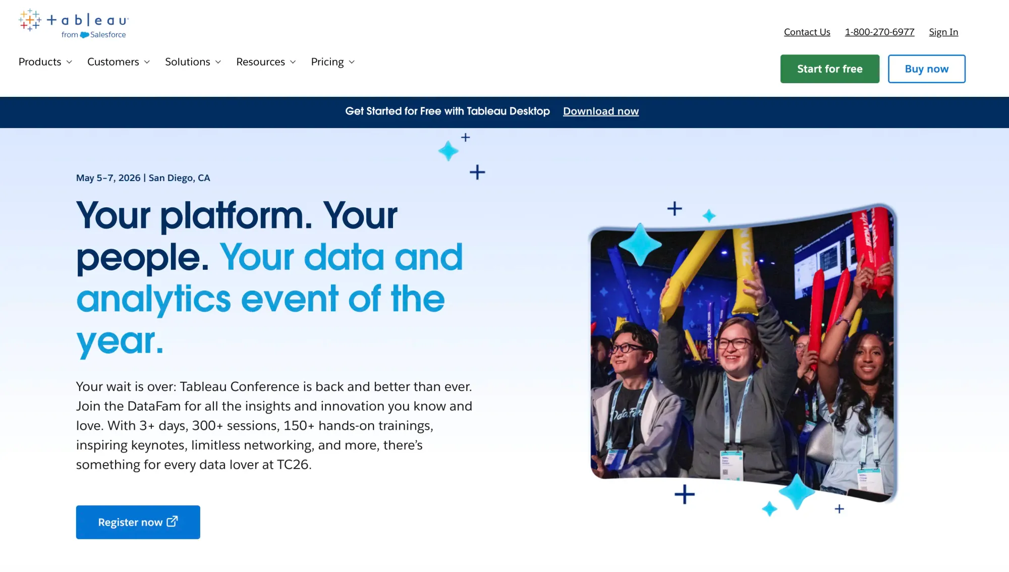 Tableau data analytics platform main page screenshot (best sales productivity tools)