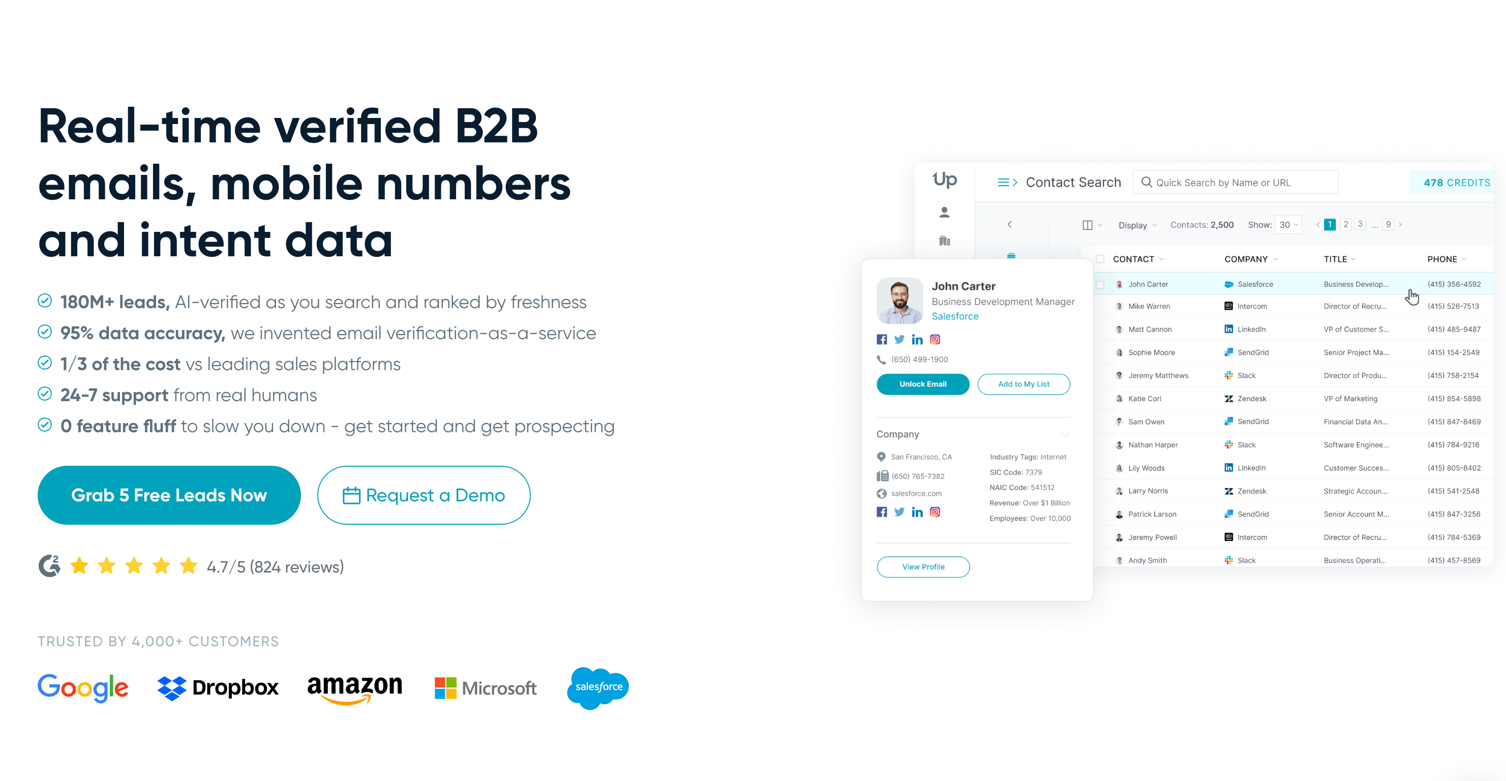 Uplead - Apollo.io alternative - website screenshot
