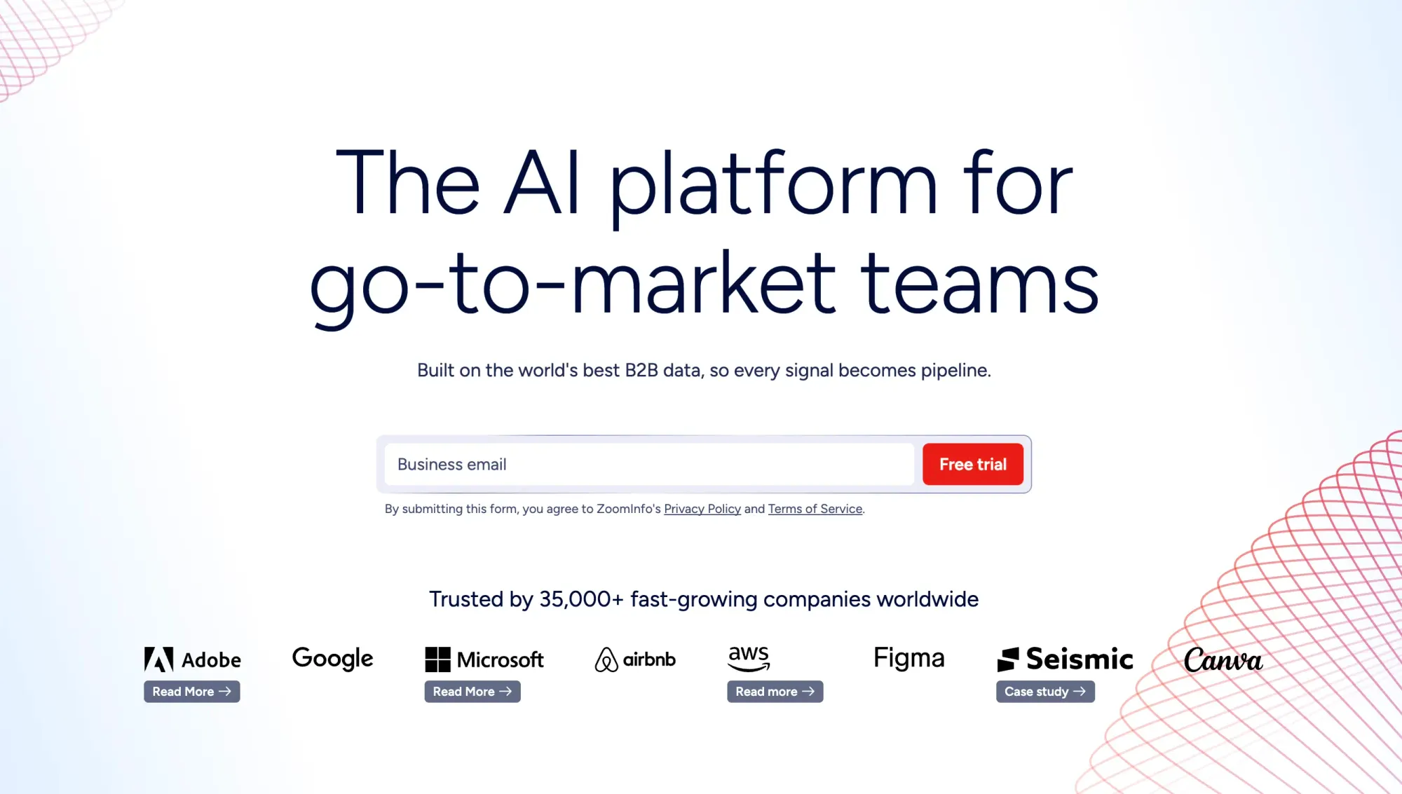Zoominfo best B2B contact database (website screenshot)