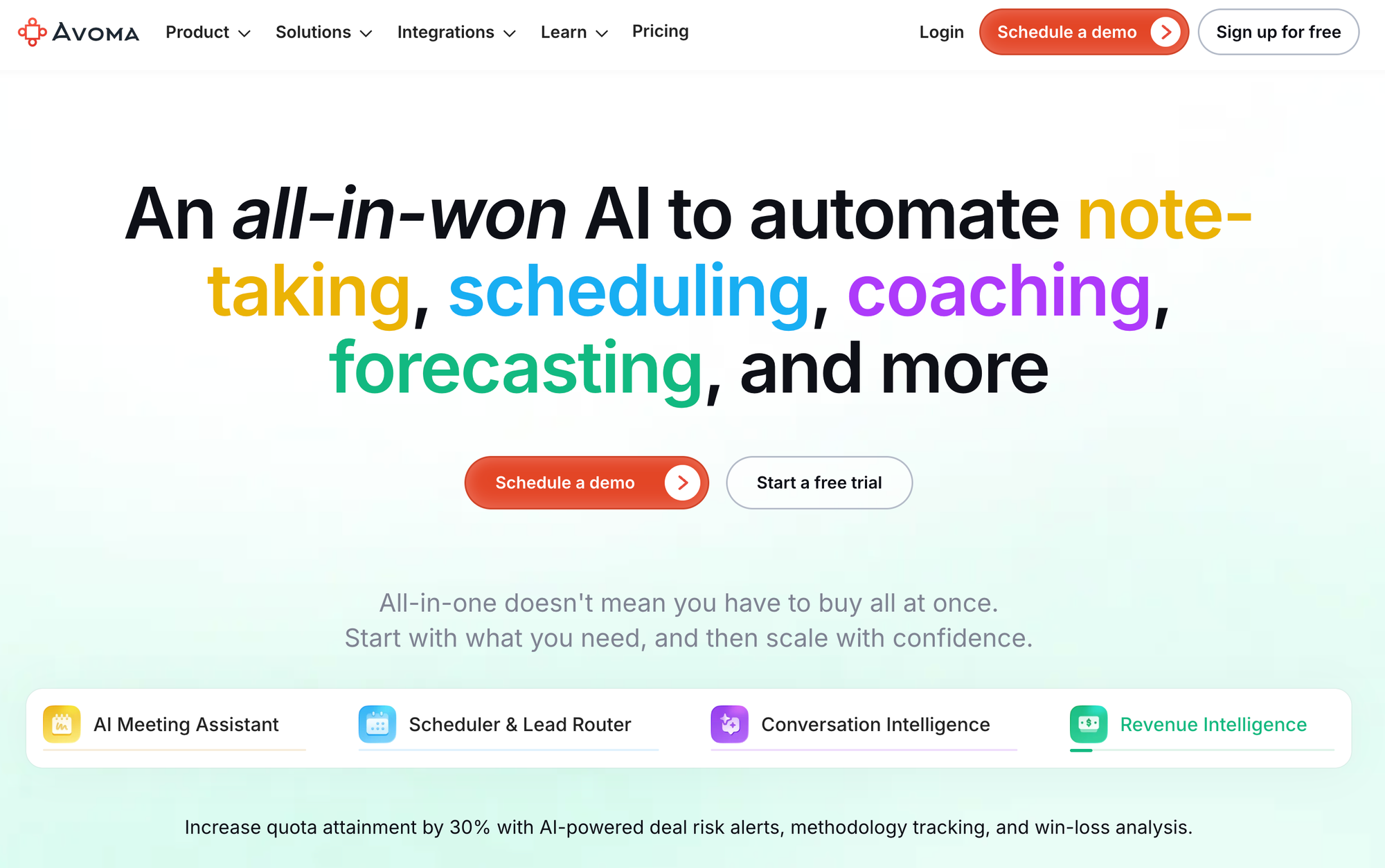 Avoma AI sales assistant tool screenshot