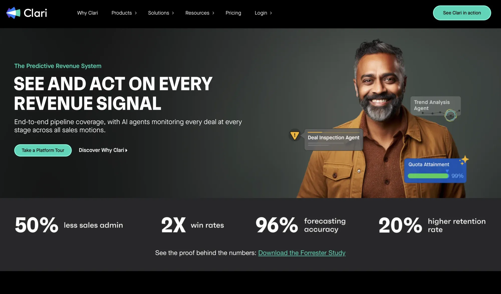Clari AI sales assistant tool screenshot