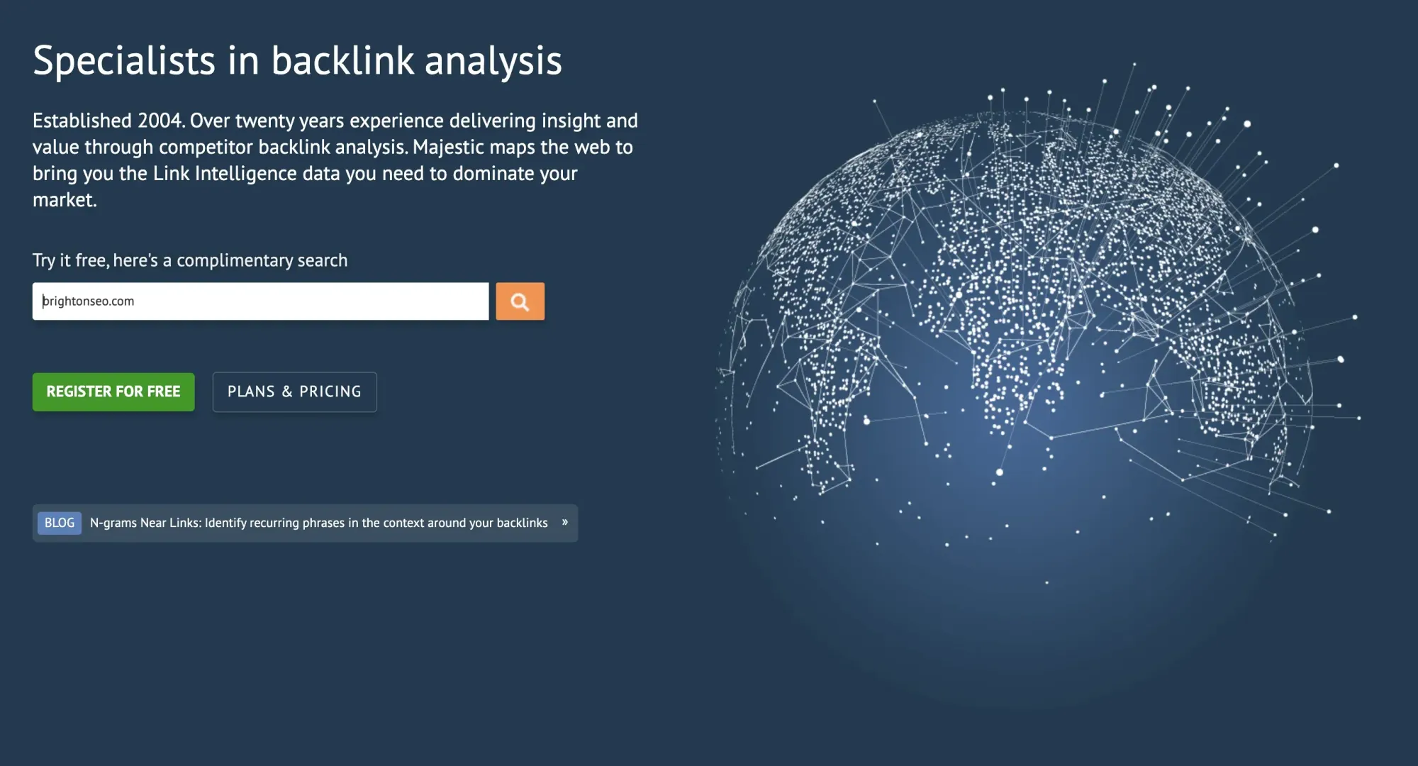 Majestic best link building tool website screenshot