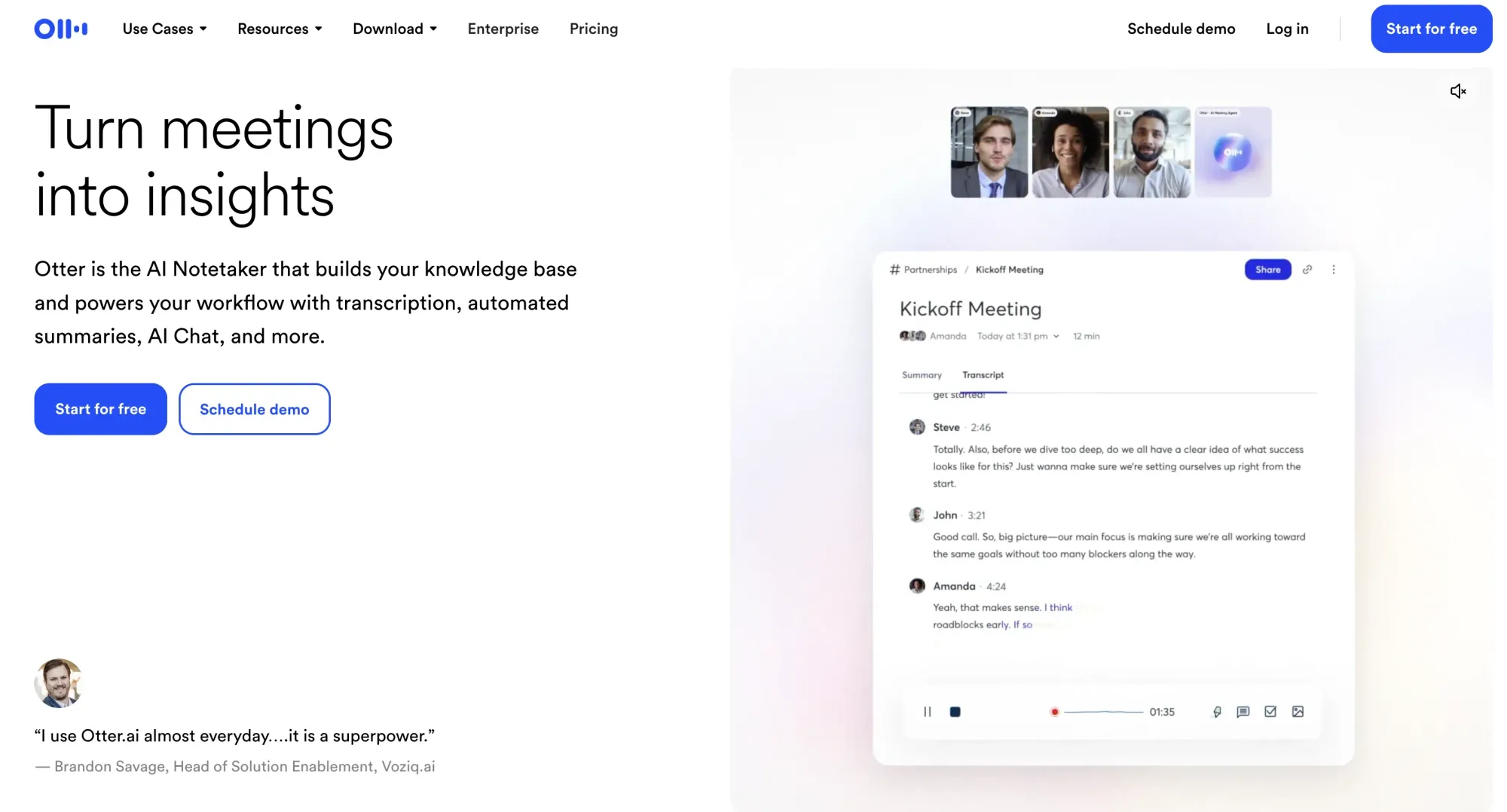 Otter.ai AI sales assistant tool screenshot