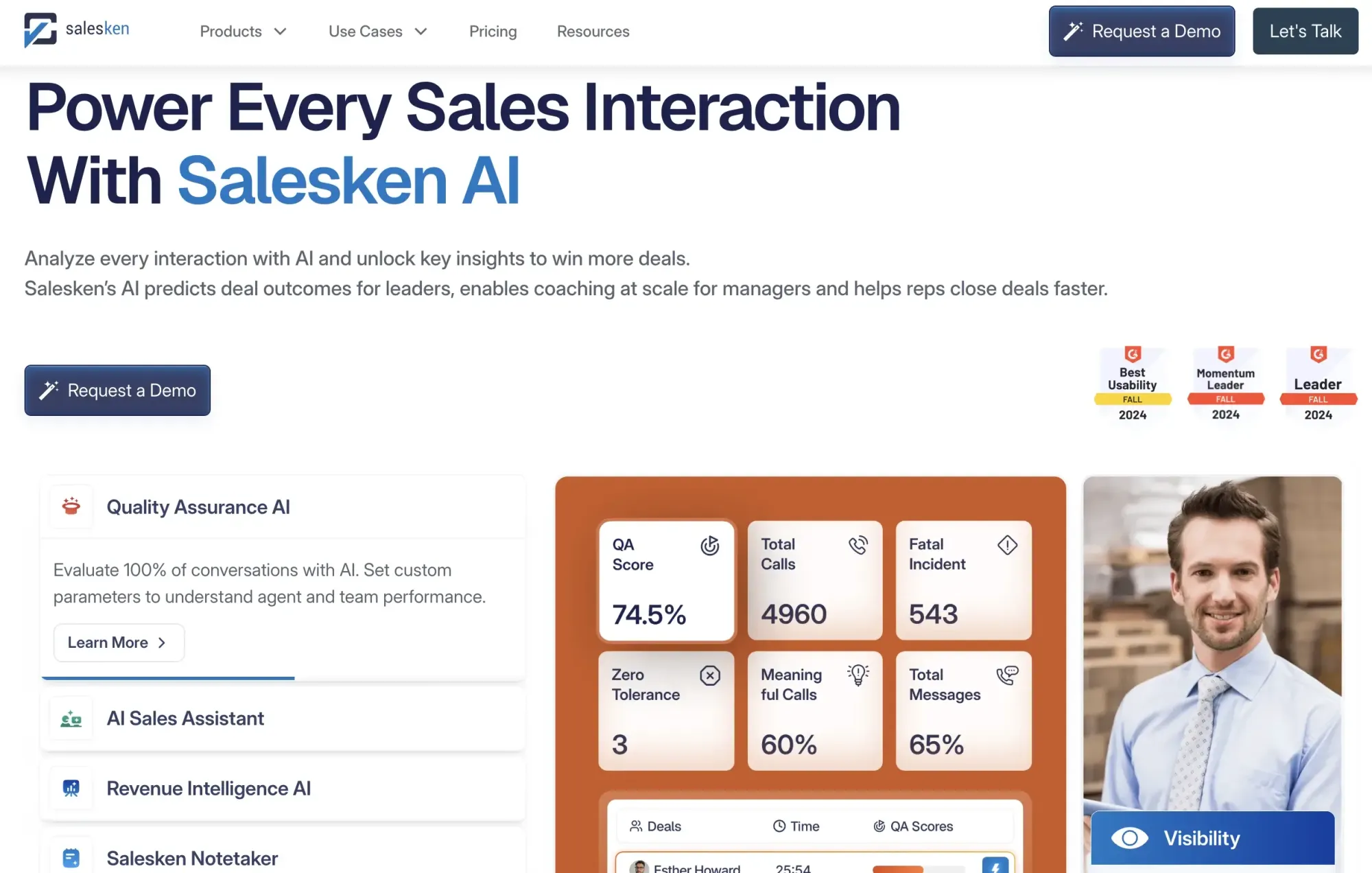 Salesken AI sales assistant tool screenshot