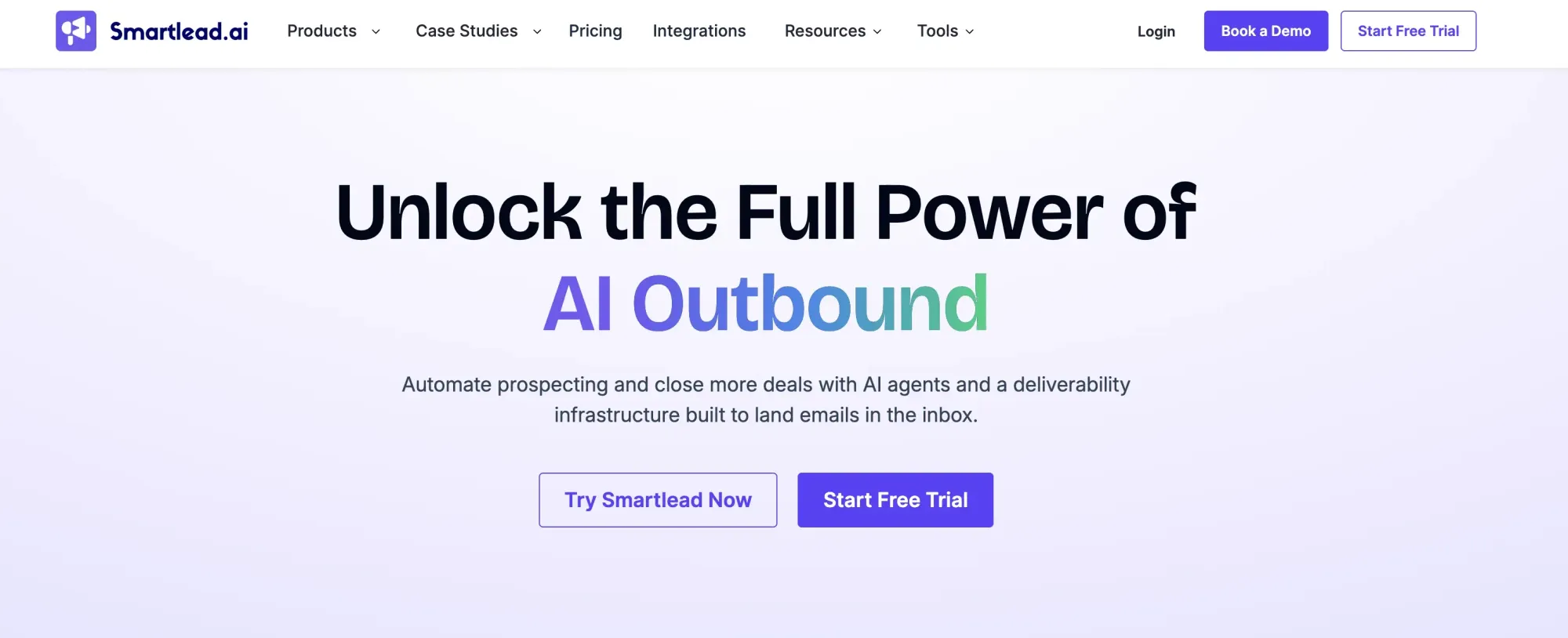 Screenshot of the Smartlead email warmup tool website