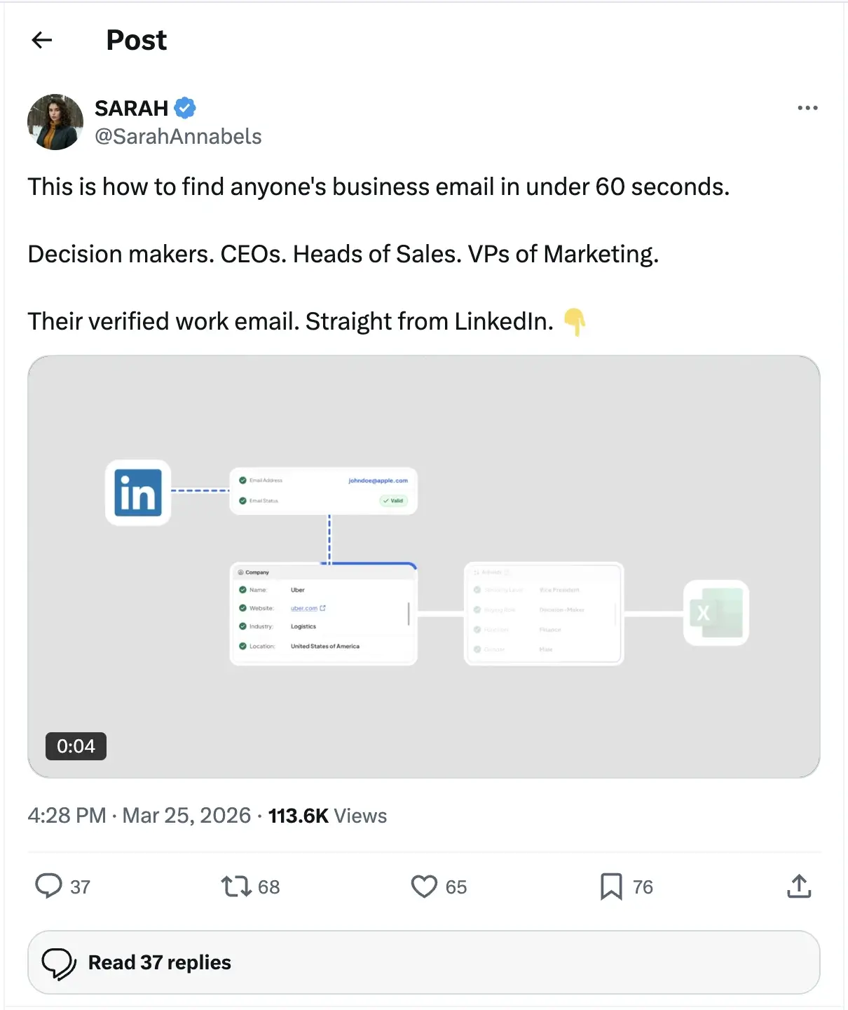 Example of a thought leadership influencer post created for Skrapp on X