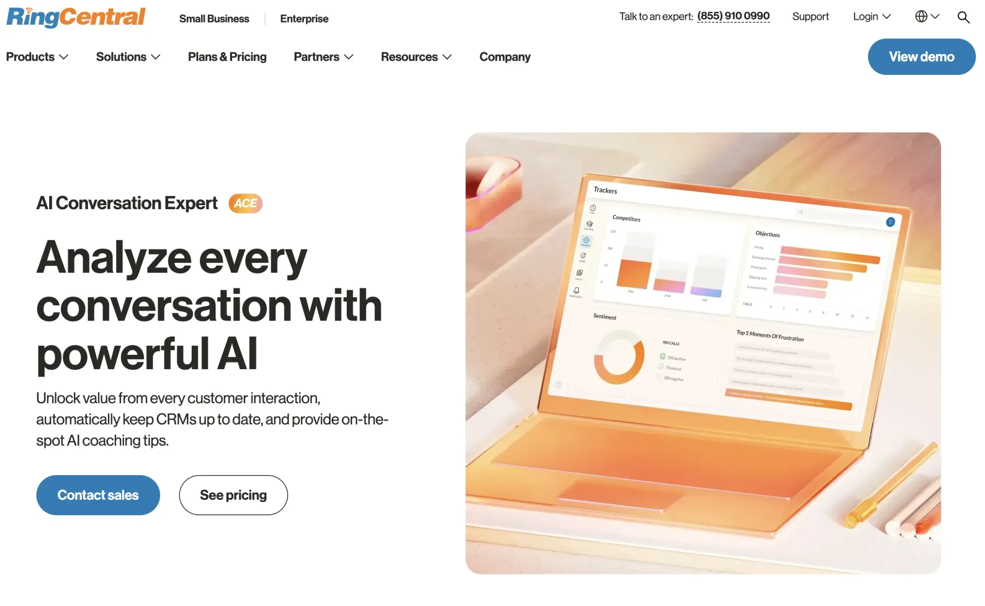 RingCentral's ACE AI sales assistant tool screenshot