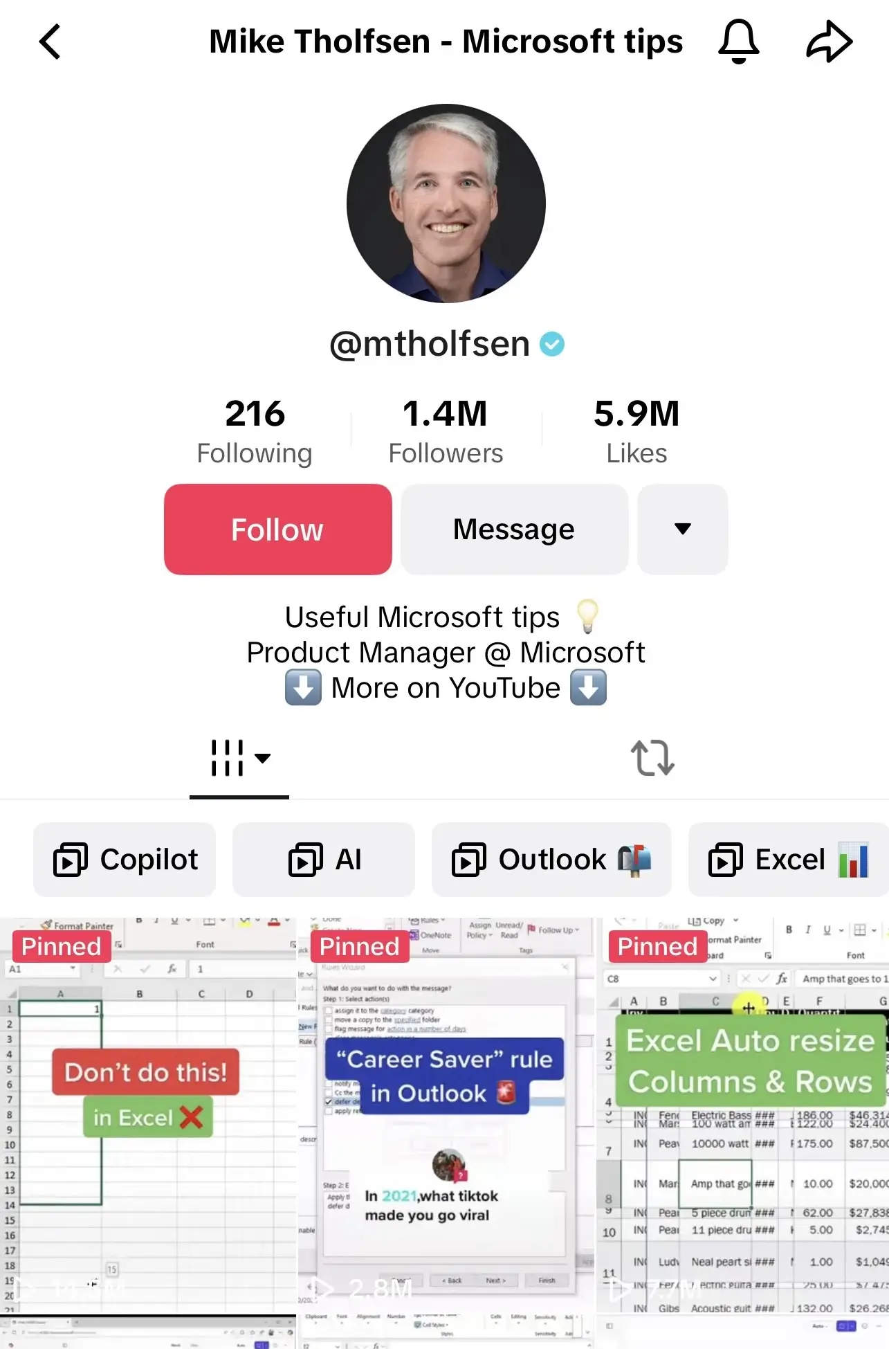 Example of a TikTok influencer creating useful Microsoft tips content for tech audience