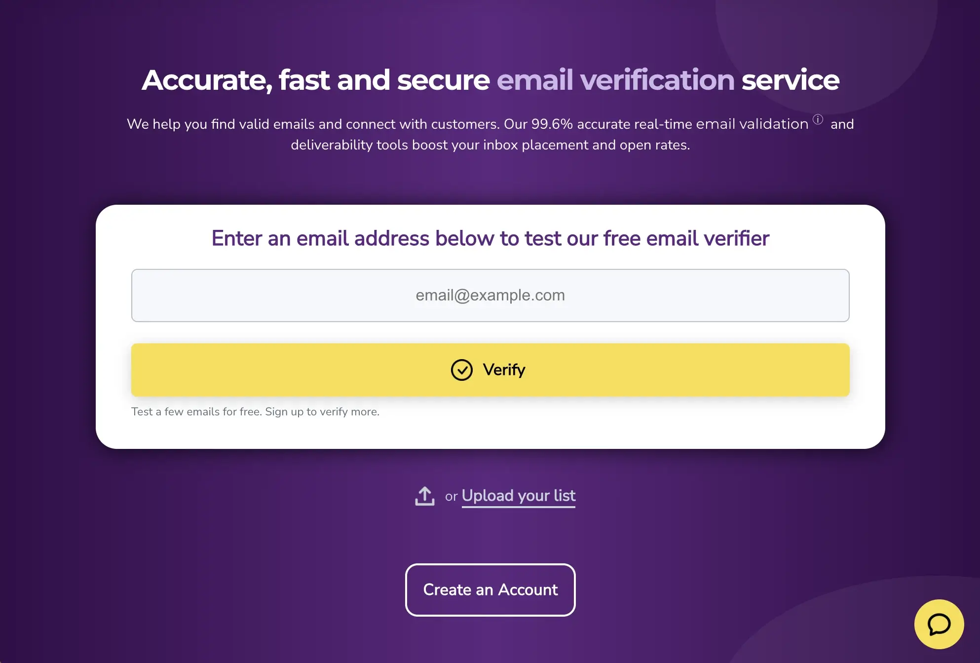 Screenshot of the ZeroBounce email verification tool website