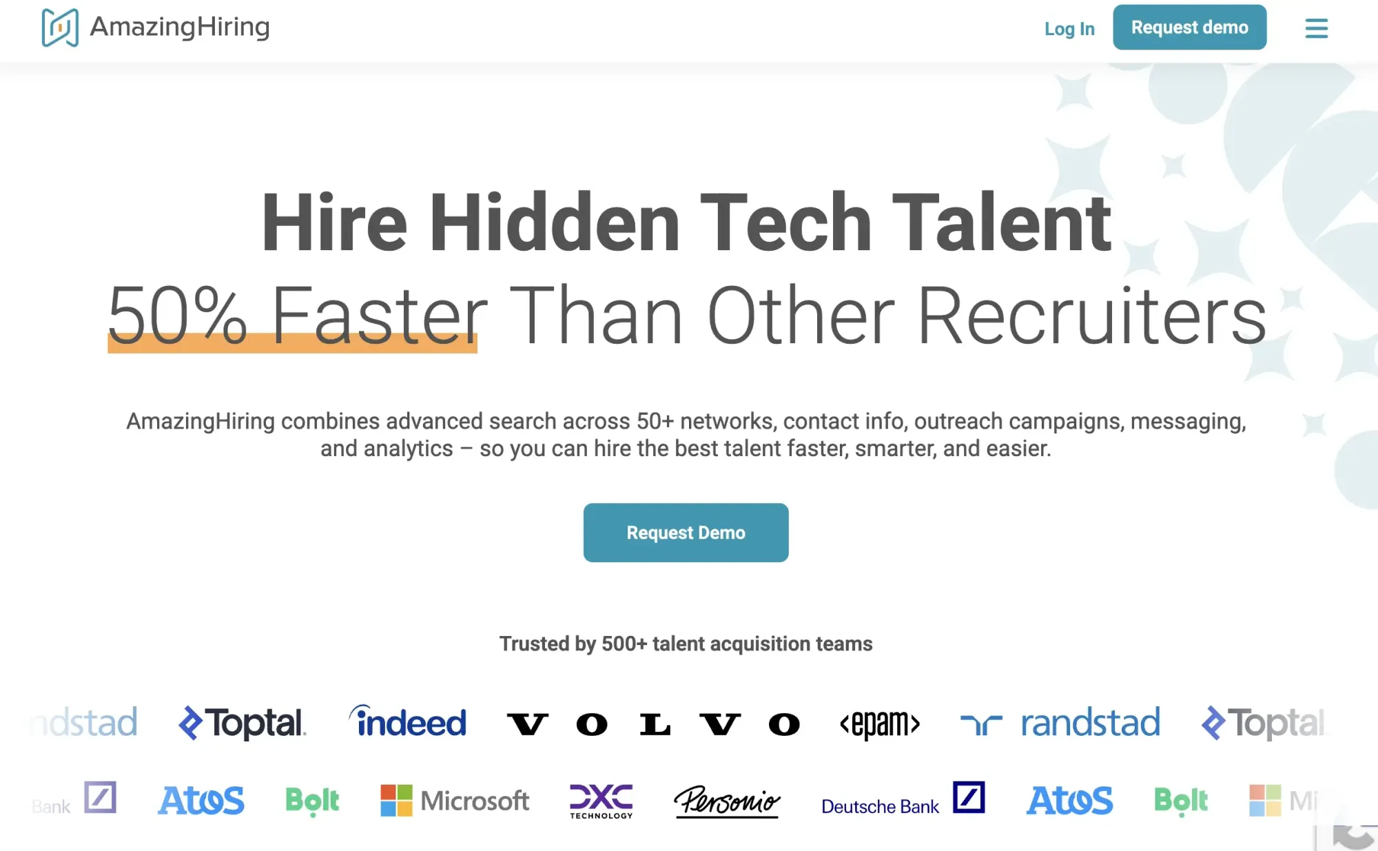 AmazingHiring tool for searching tech talent (website screenshot)