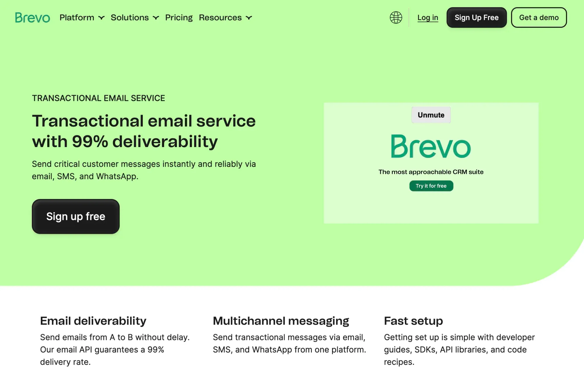 Brevo best transactional email provider (website screenshot)