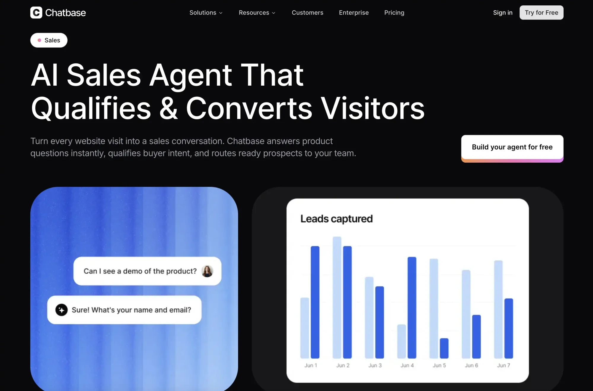 Alt: Chatbase AI sales assistant tool screenshot