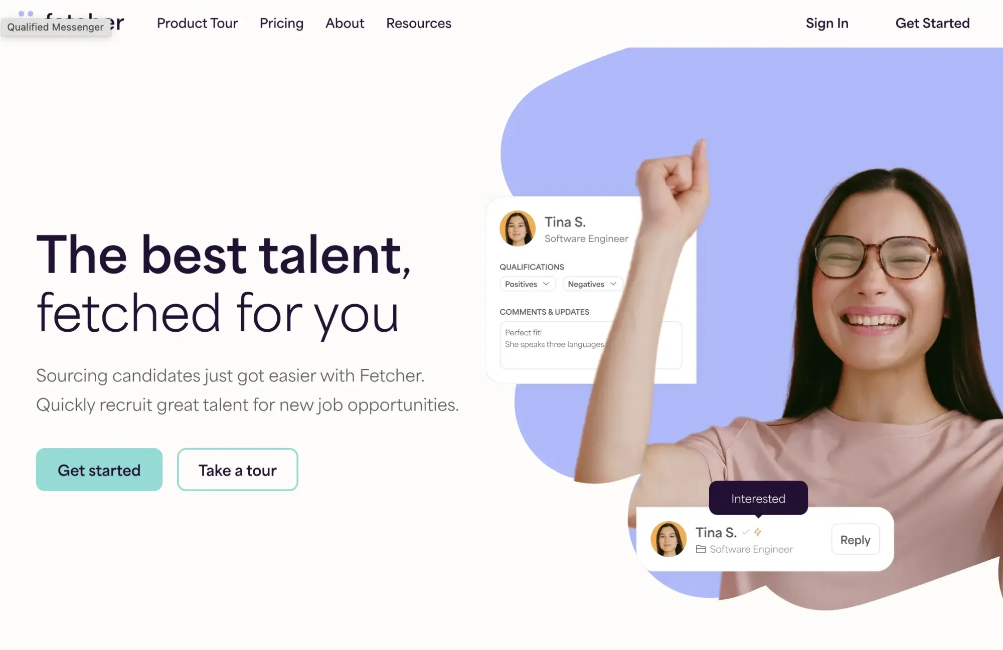 Fetcher AI sourcing tool (website screen)