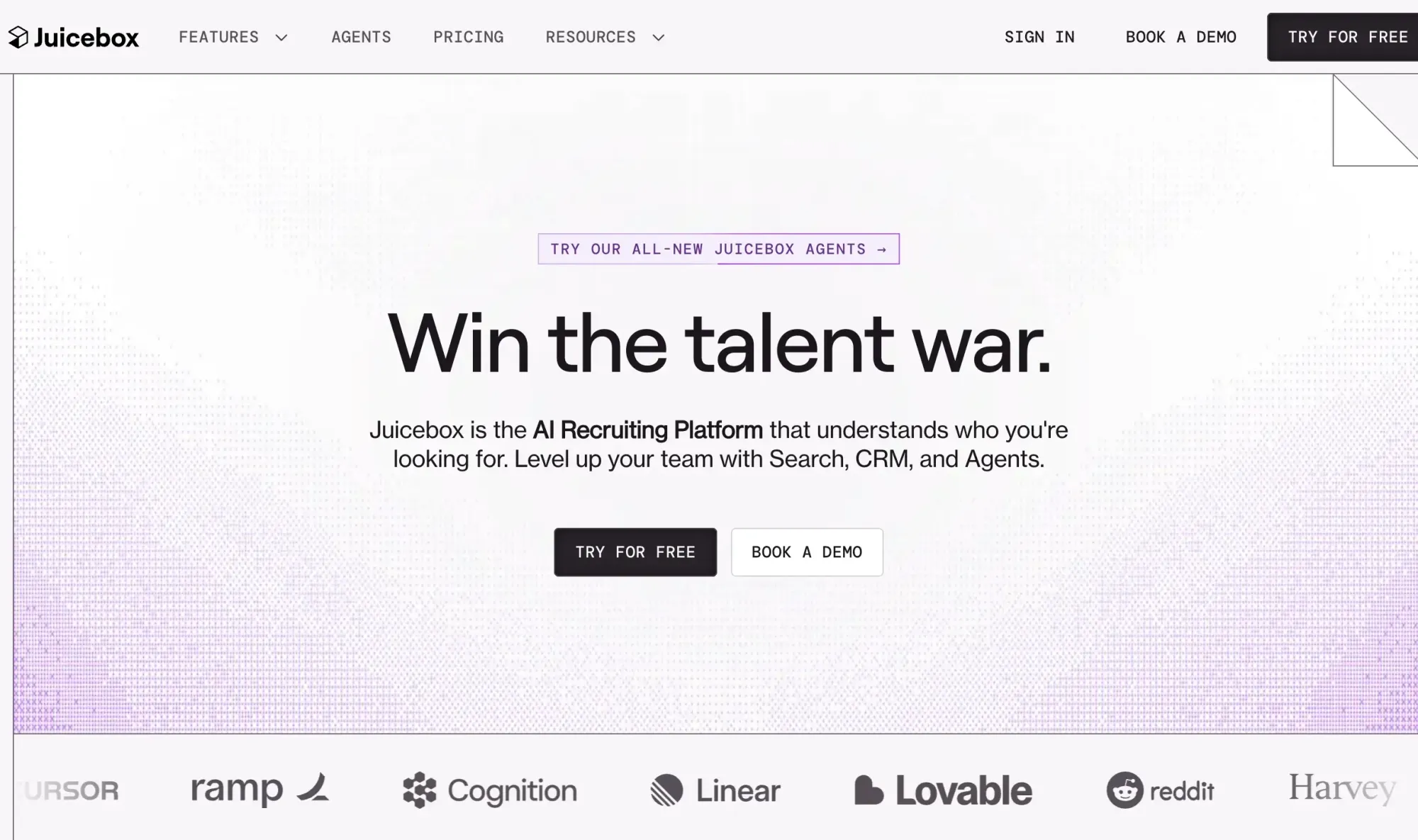Juicebox AI recruiting platform (website screenshot)