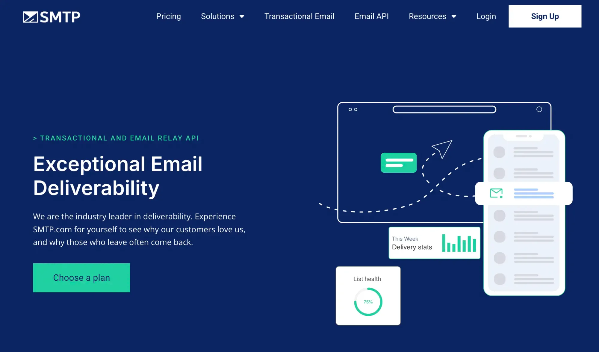 SMTP.com best transactional email service provider (website screenshot)