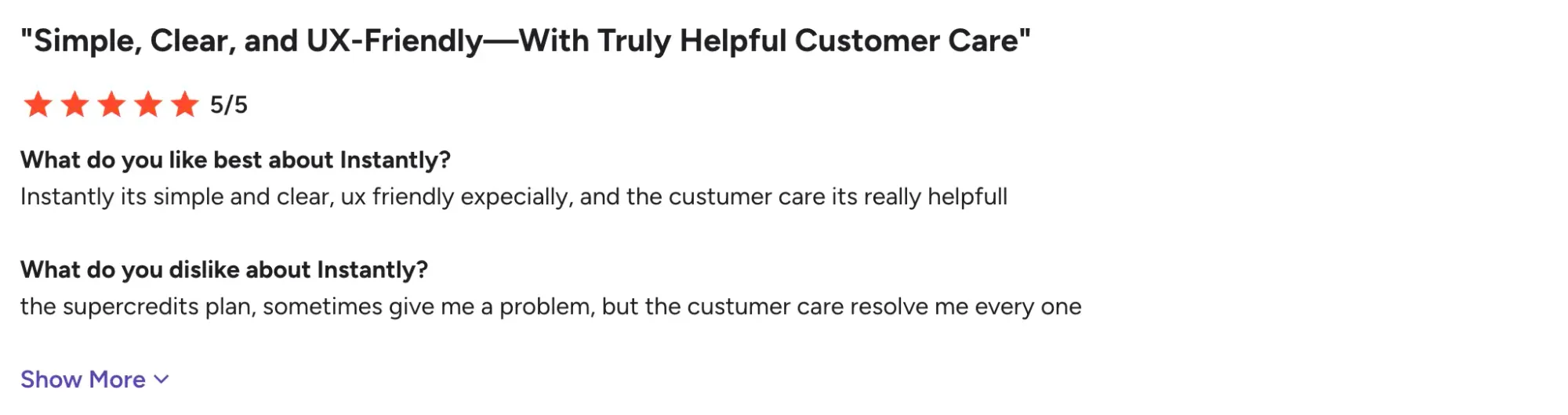 Customer Service Review 5