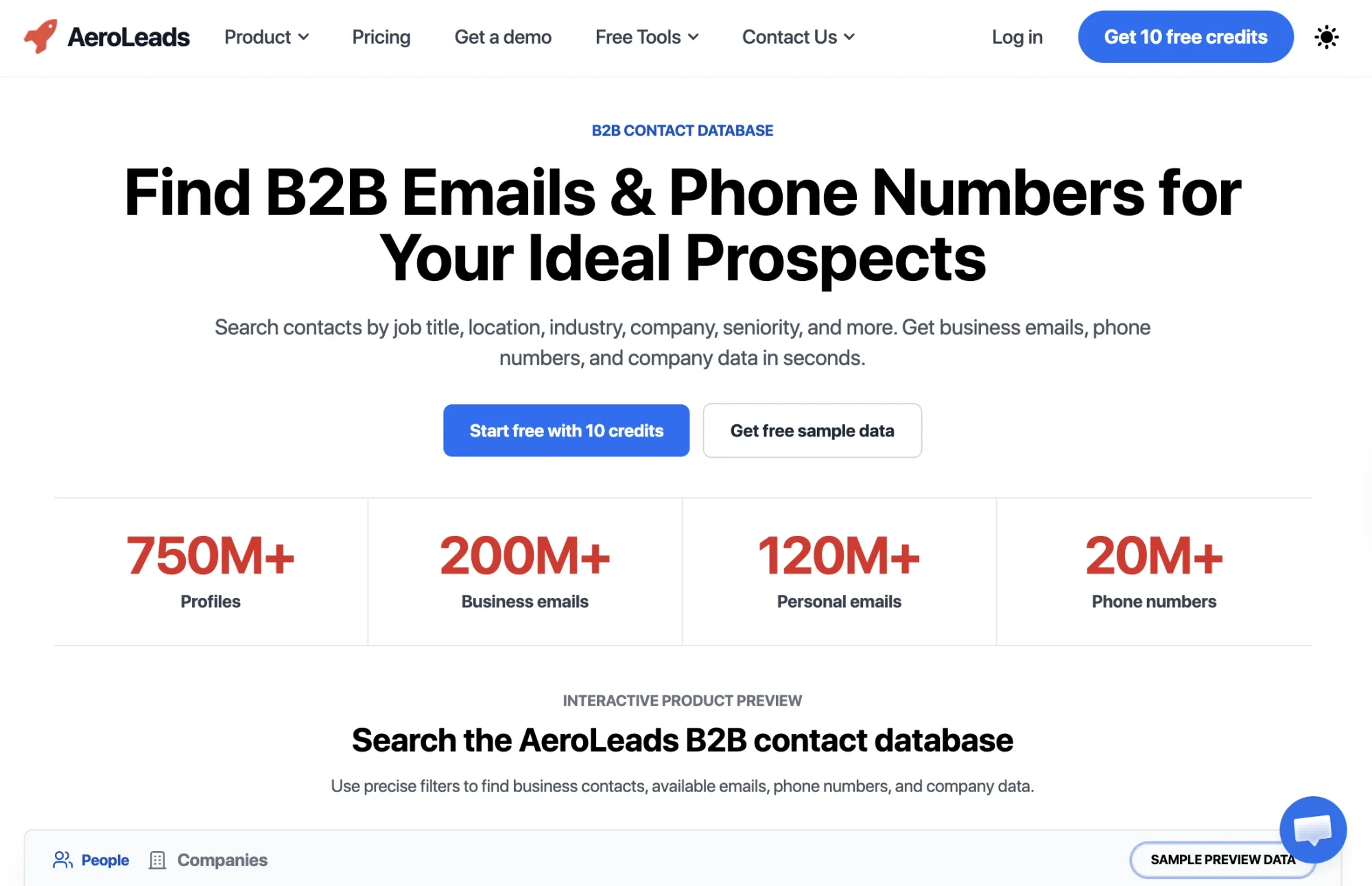 Aeroleads sales management platform (website screenshot)