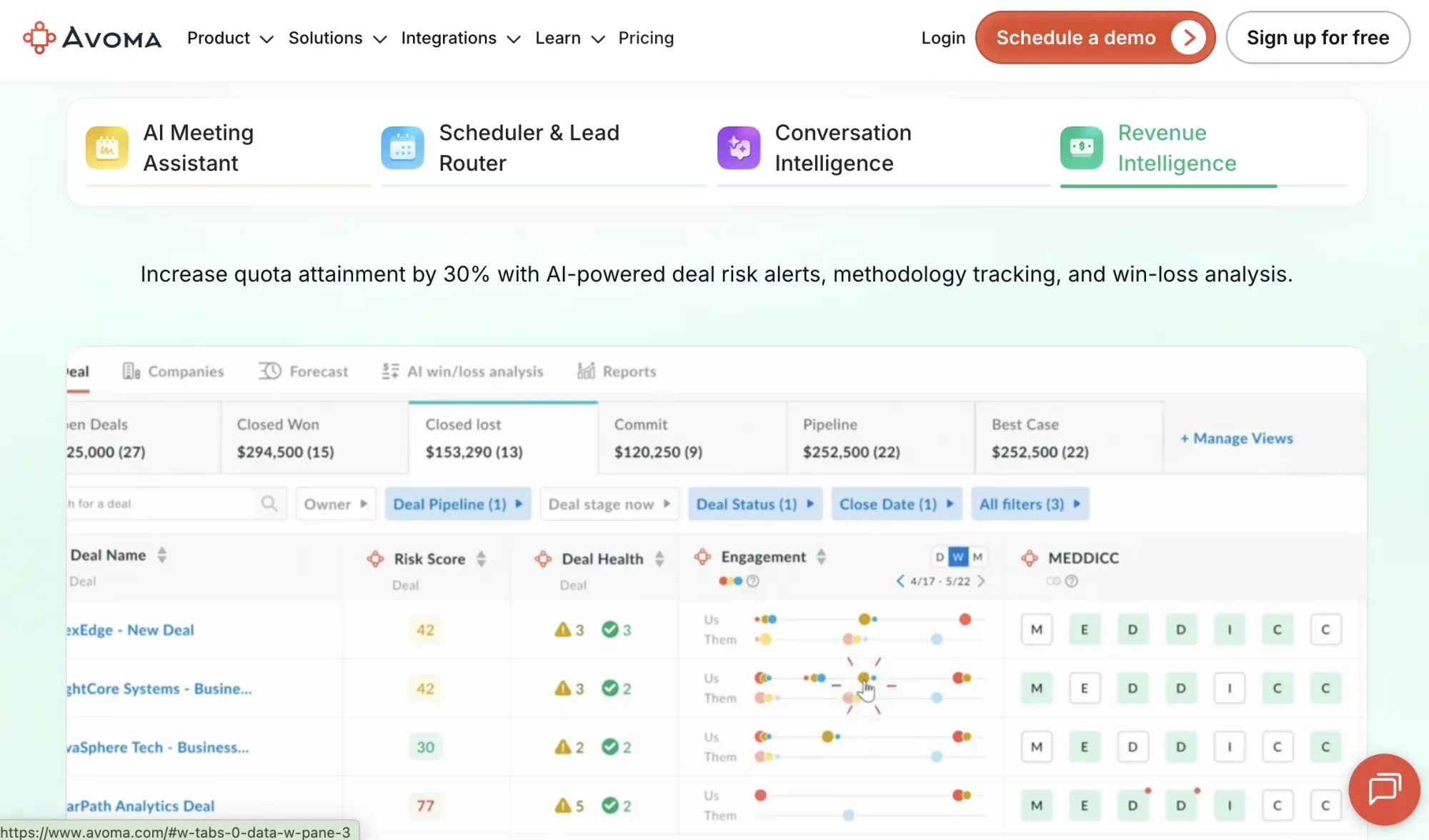 Avoma sales management platform