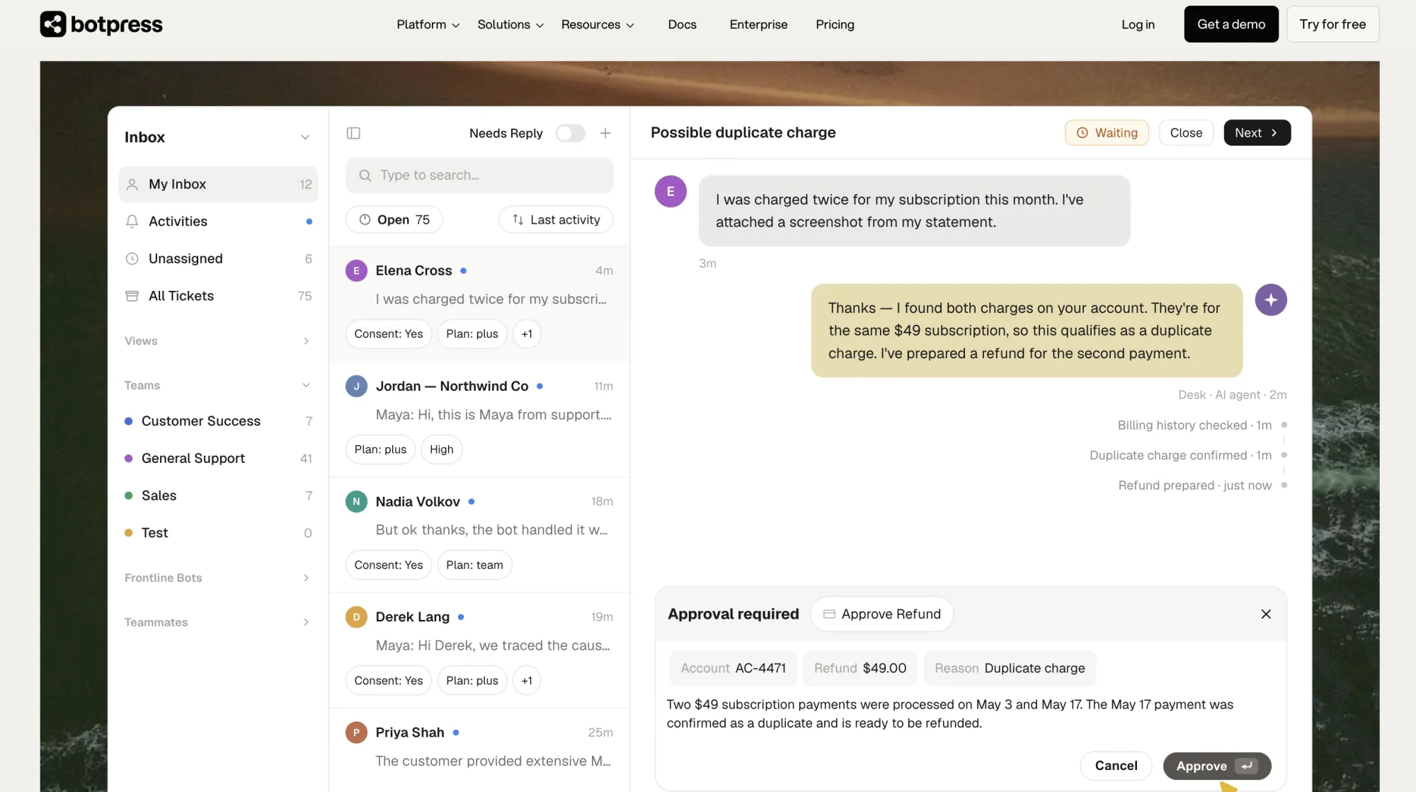 Botpress AI sales assistant