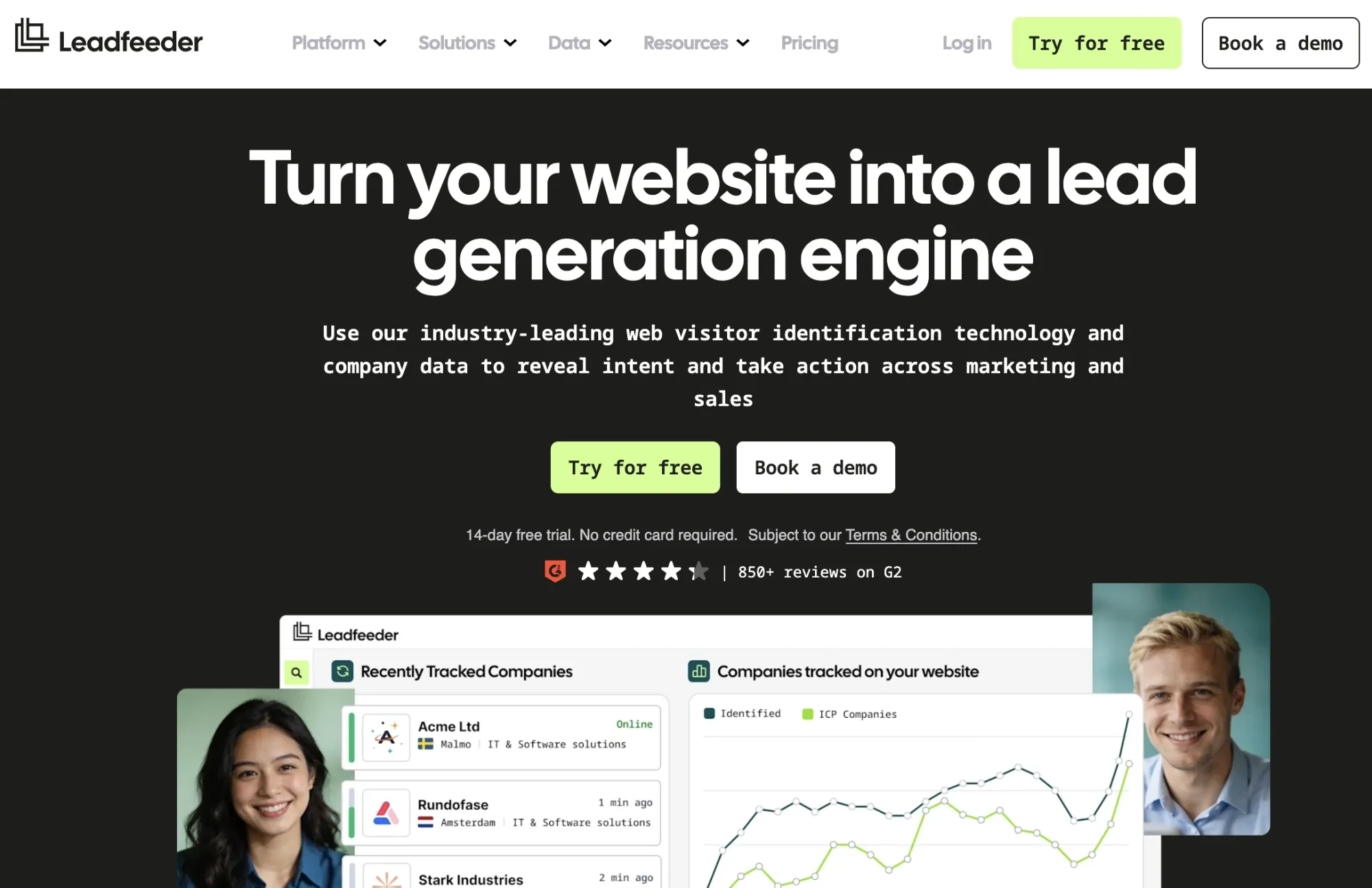 Leadfeeder sales management platform (website screenshot)