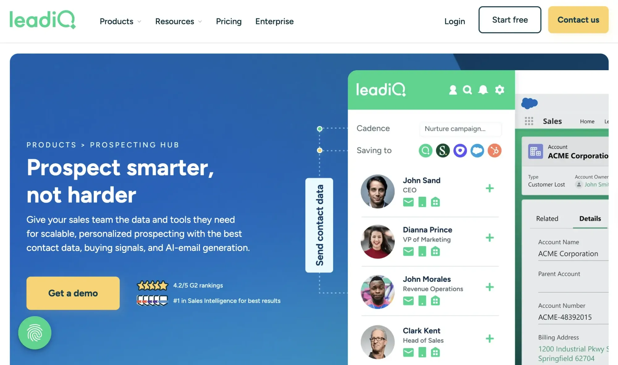 LeadIQ sales management platform (website screenshot)