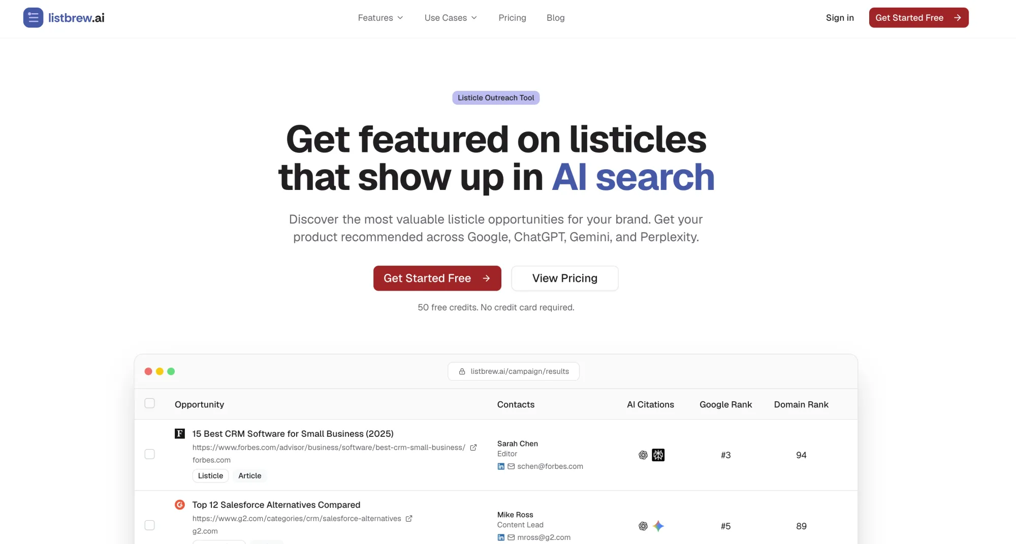 ListBrew link building tool for getting featured on listicles
