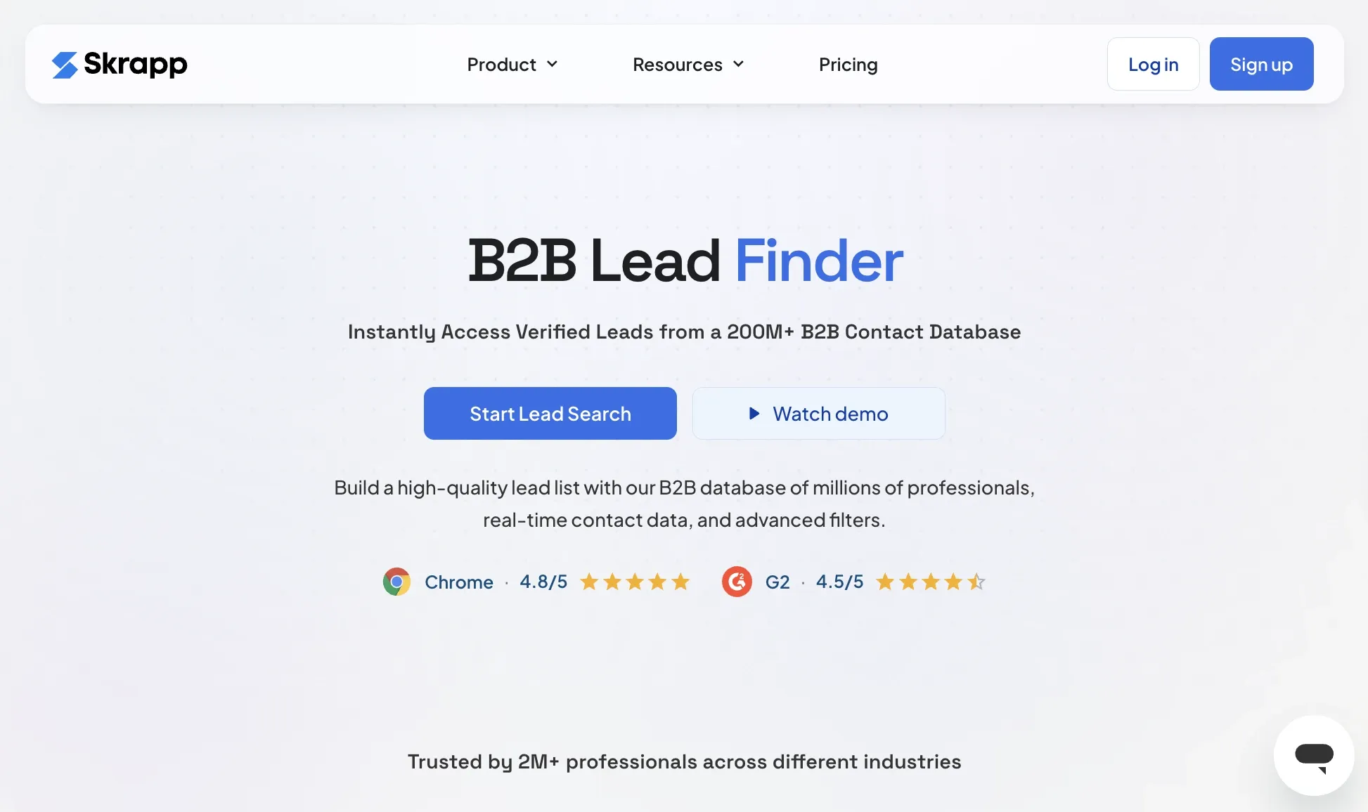 Skrapp sales management platform (website screenshot)