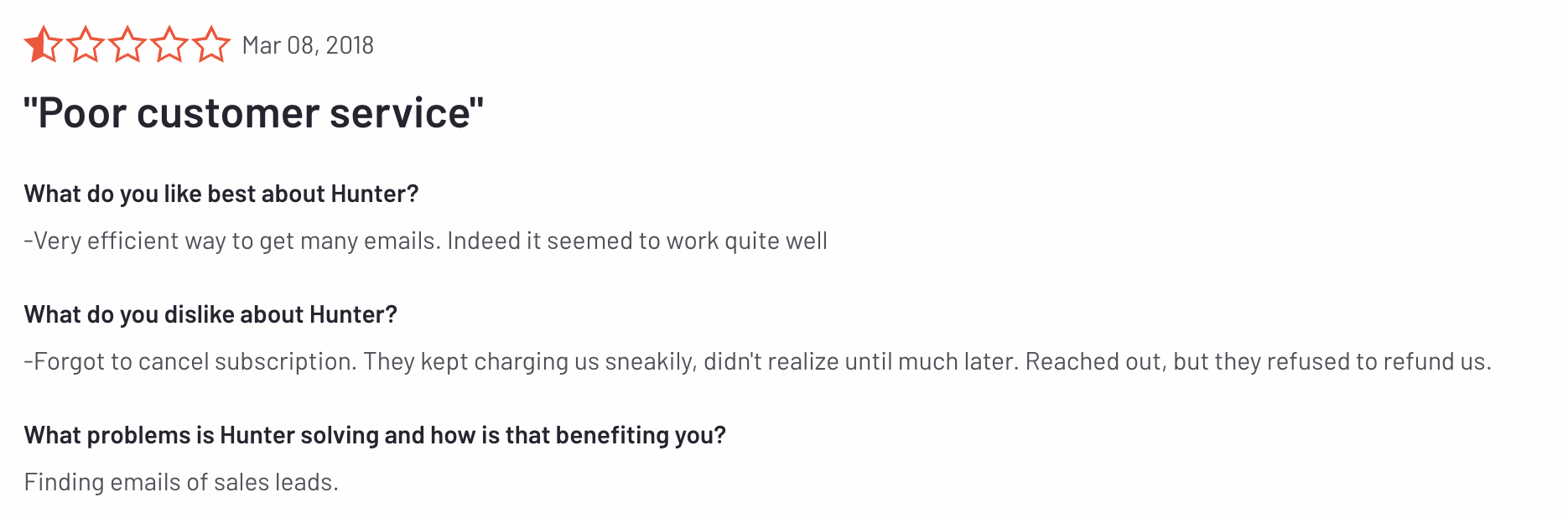 Hunter.io Customer Service Review 2