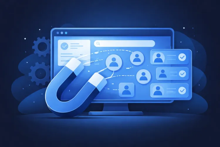 Best lead generation software tools article (featured image with lead generation tool interface)